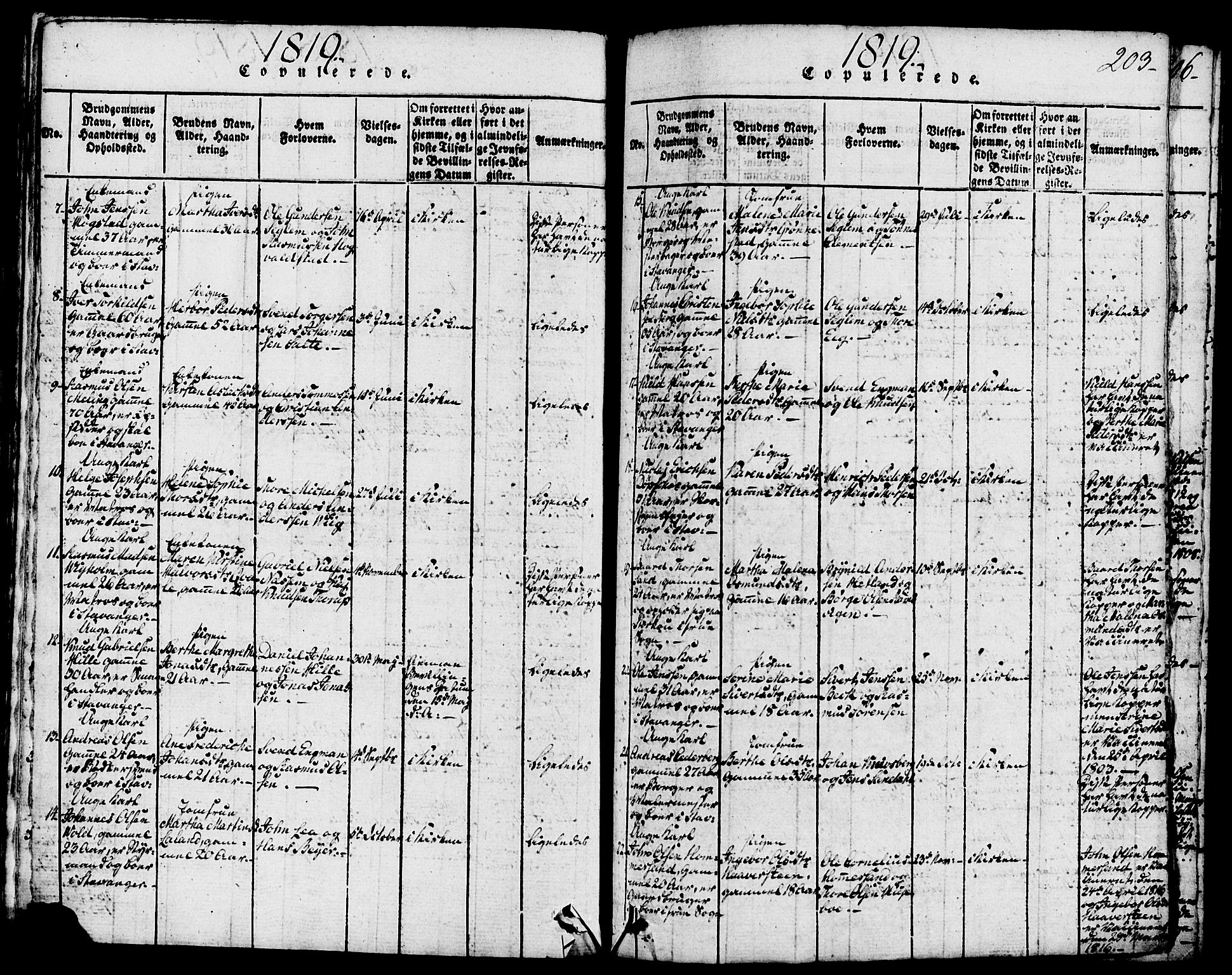 Domkirken sokneprestkontor, AV/SAST-A-101812/001/30/30BB/L0008: Parish register (copy) no. B 8, 1816-1821, p. 203