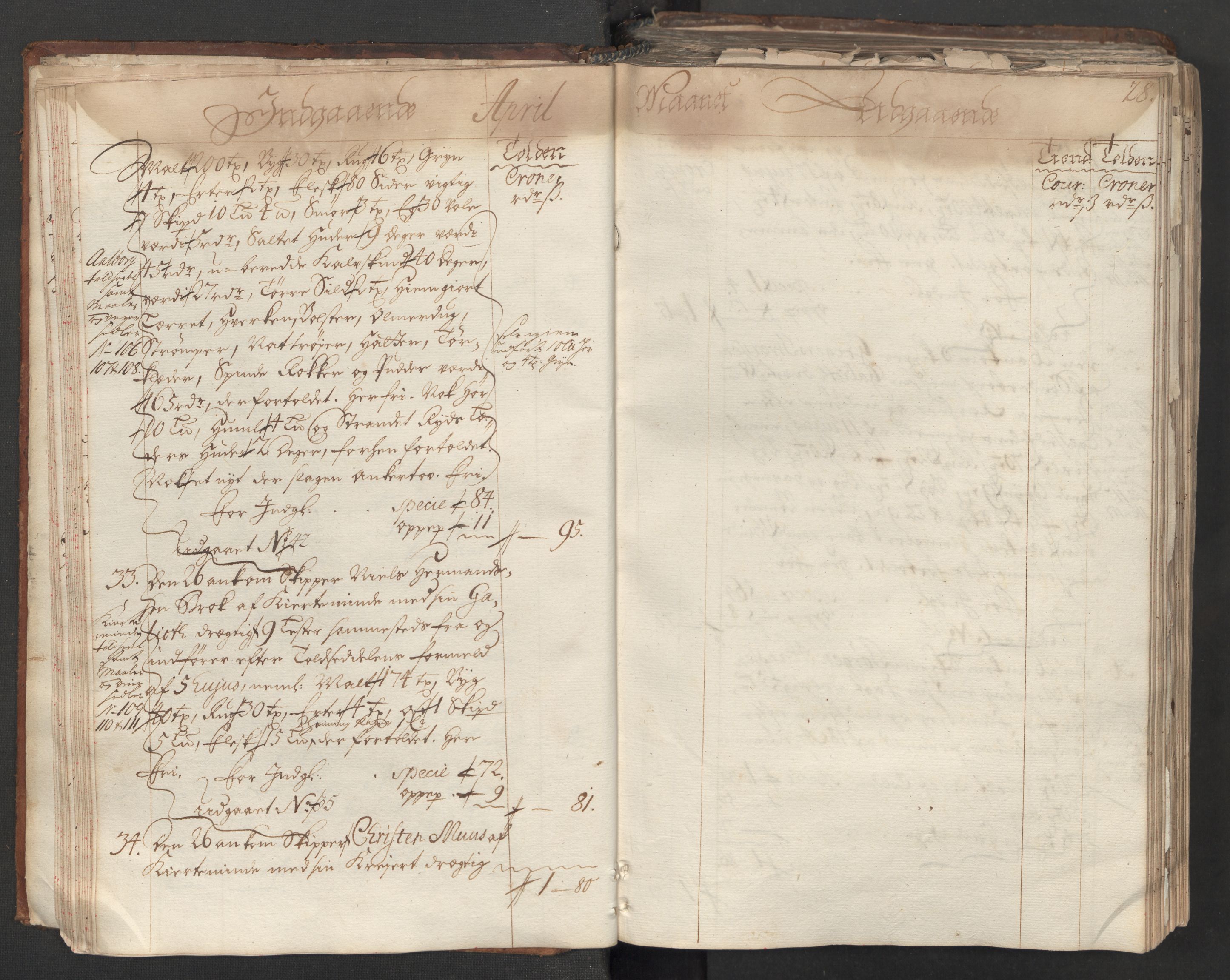 Generaltollkammeret, tollregnskaper, AV/RA-EA-5490/R06/L0012/0001: Tollregnskaper Kristiania / Hovedtollbok, 1731, p. 27b-28a