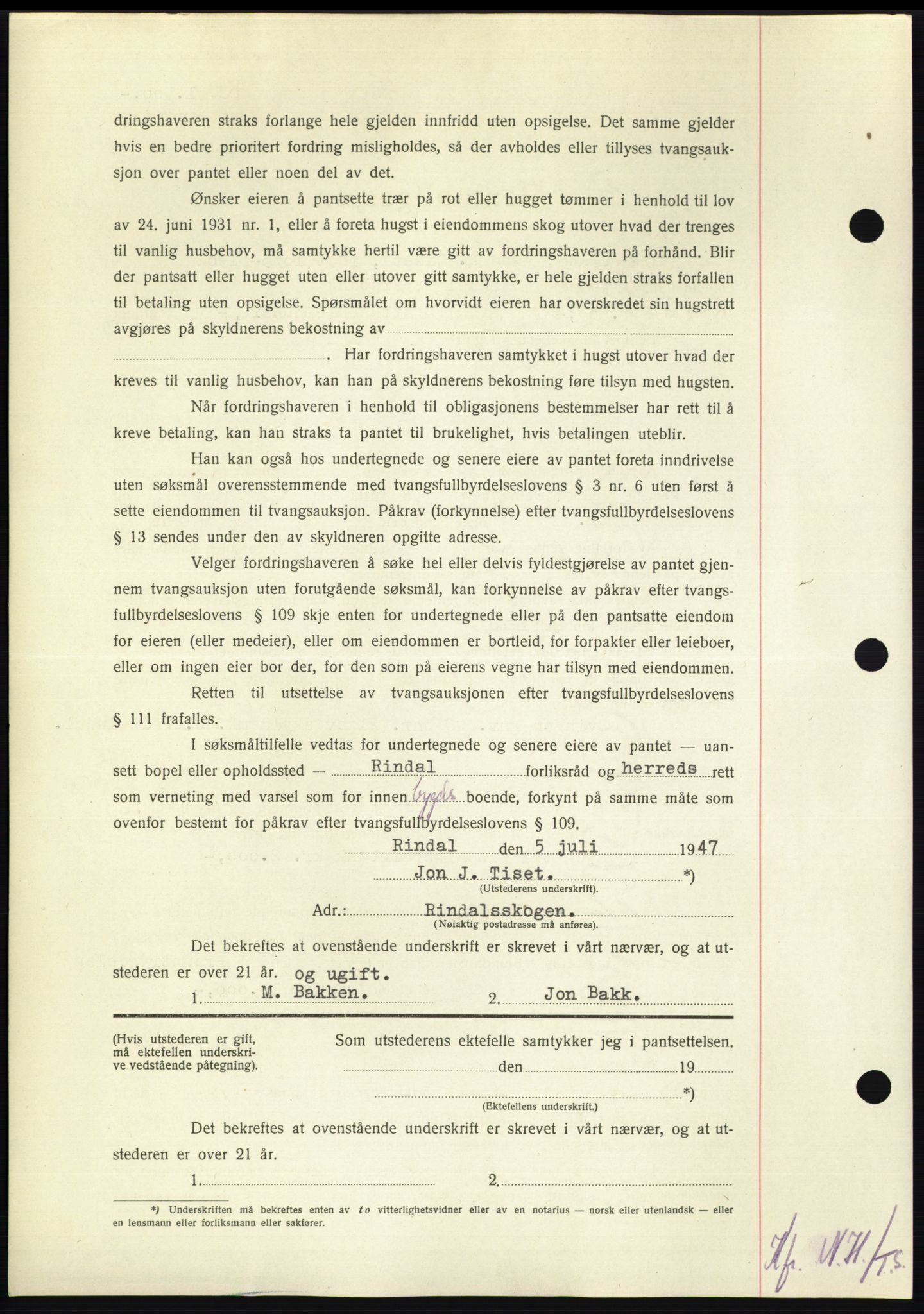 Nordmøre sorenskriveri, AV/SAT-A-4132/1/2/2Ca: Mortgage book no. B96, 1947-1947, Diary no: : 1535/1947