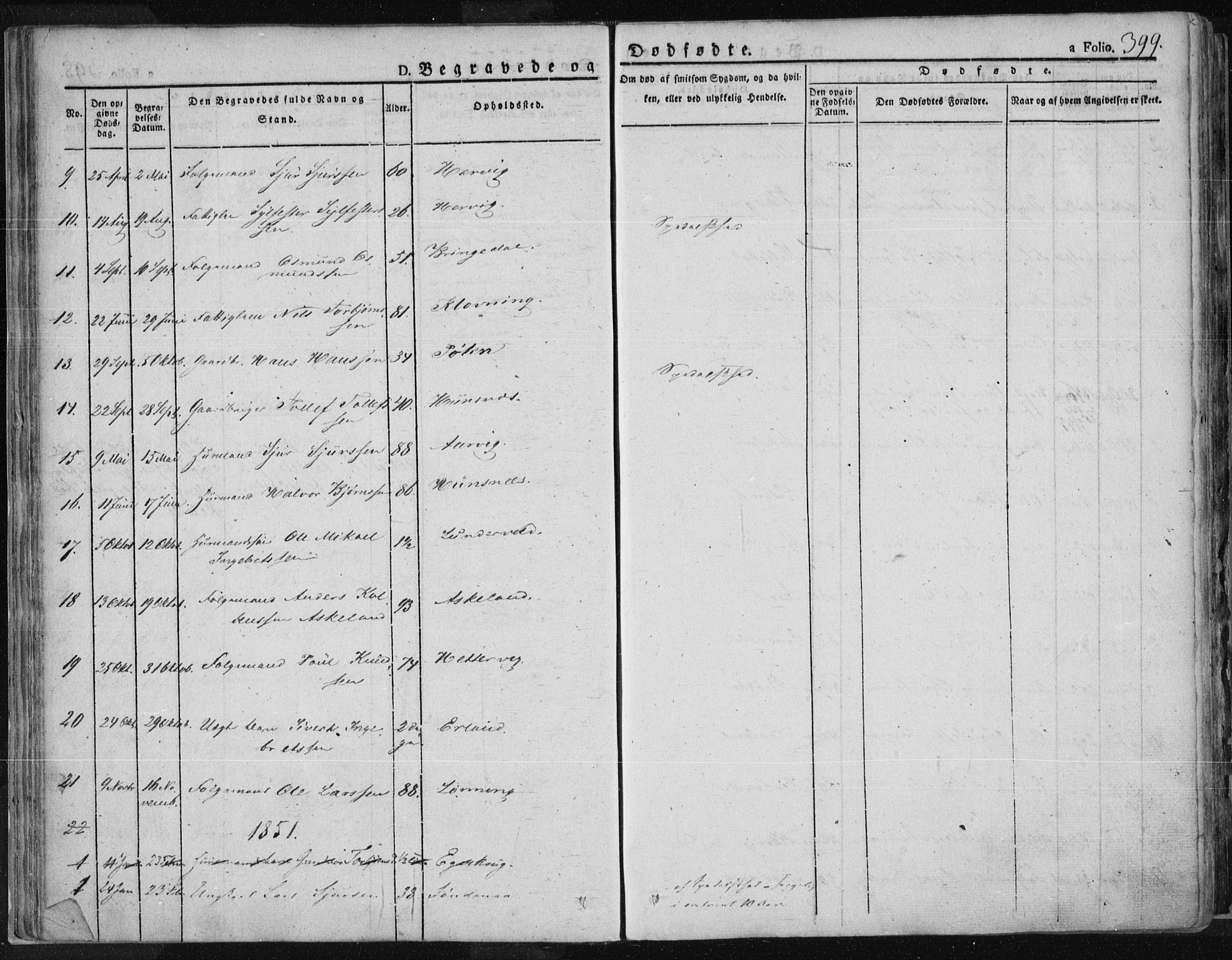 Tysvær sokneprestkontor, SAST/A -101864/H/Ha/Haa/L0001: Parish register (official) no. A 1.2, 1831-1856, p. 399