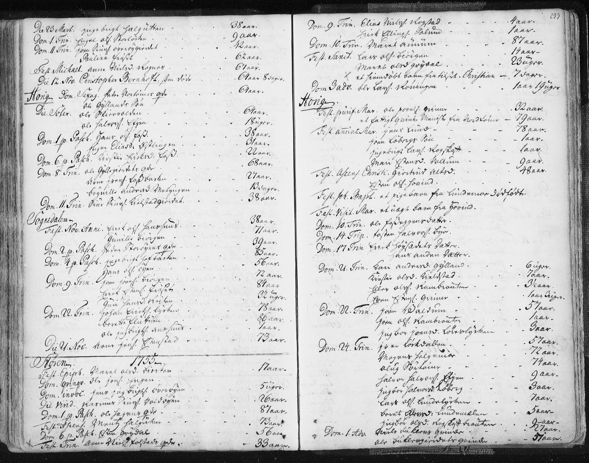 Ministerialprotokoller, klokkerbøker og fødselsregistre - Sør-Trøndelag, SAT/A-1456/687/L0991: Parish register (official) no. 687A02, 1747-1790, p. 233