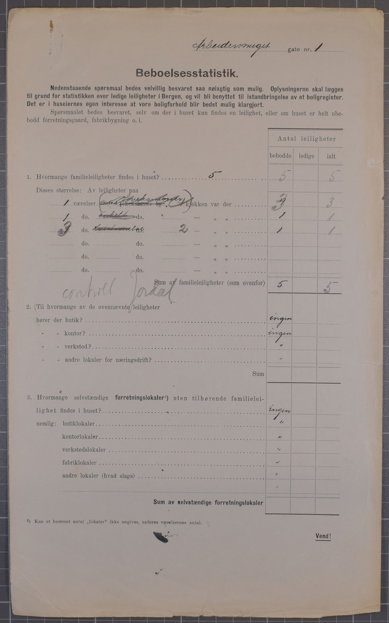 SAB, Municipal Census 1912 for Bergen, 1912, p. 1492