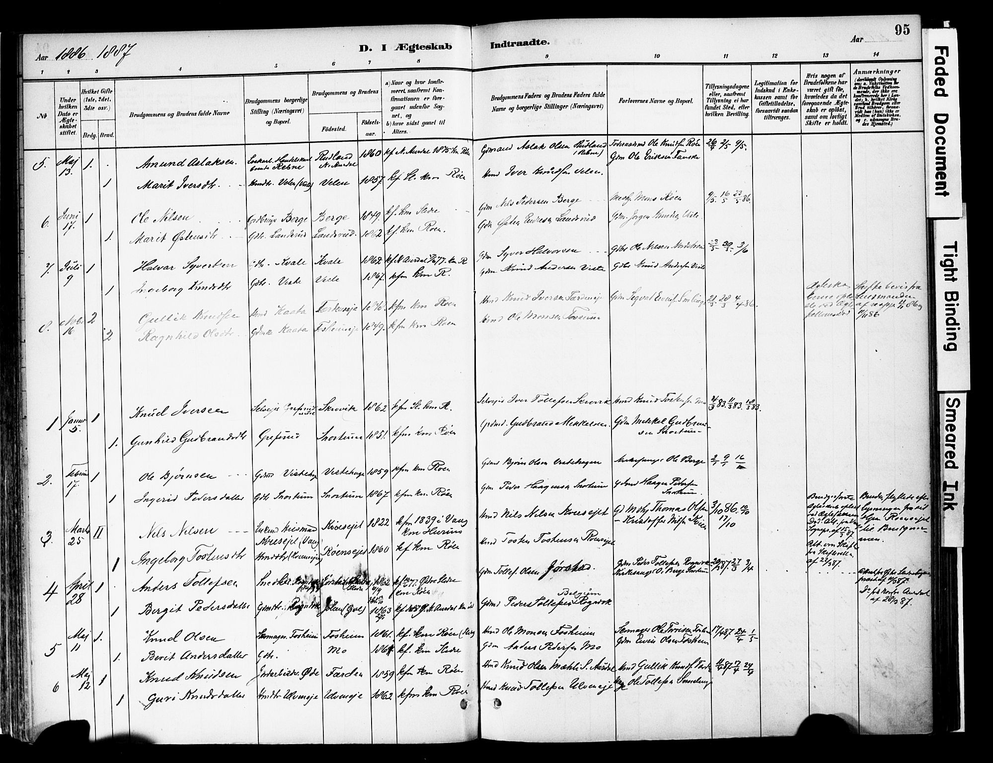 Vestre Slidre prestekontor, SAH/PREST-136/H/Ha/Haa/L0006: Parish register (official) no. 6, 1881-1912, p. 95