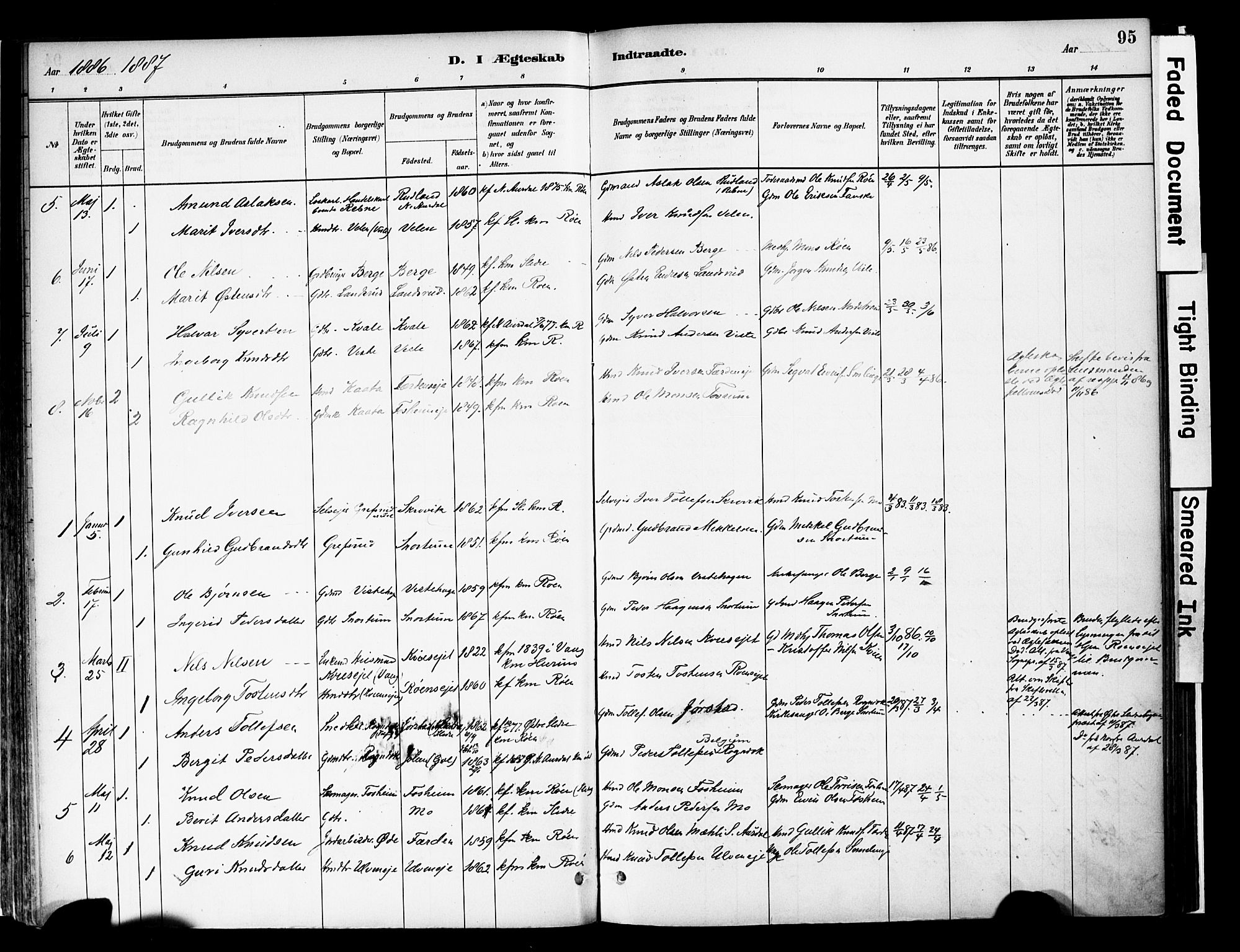 Vestre Slidre prestekontor, AV/SAH-PREST-136/H/Ha/Haa/L0006: Parish register (official) no. 6, 1881-1912, p. 95