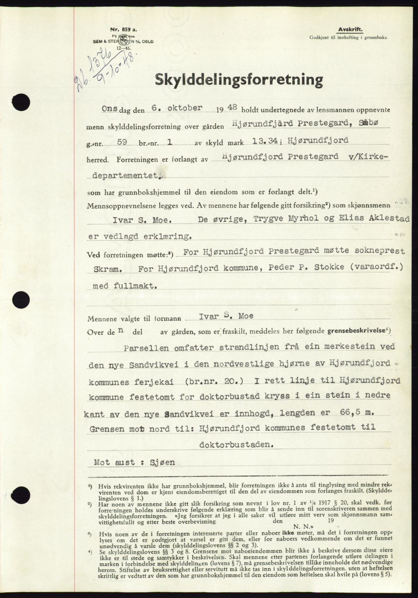 Søre Sunnmøre sorenskriveri, AV/SAT-A-4122/1/2/2C/L0083: Mortgage book no. 9A, 1948-1949, Diary no: : 1376/1948