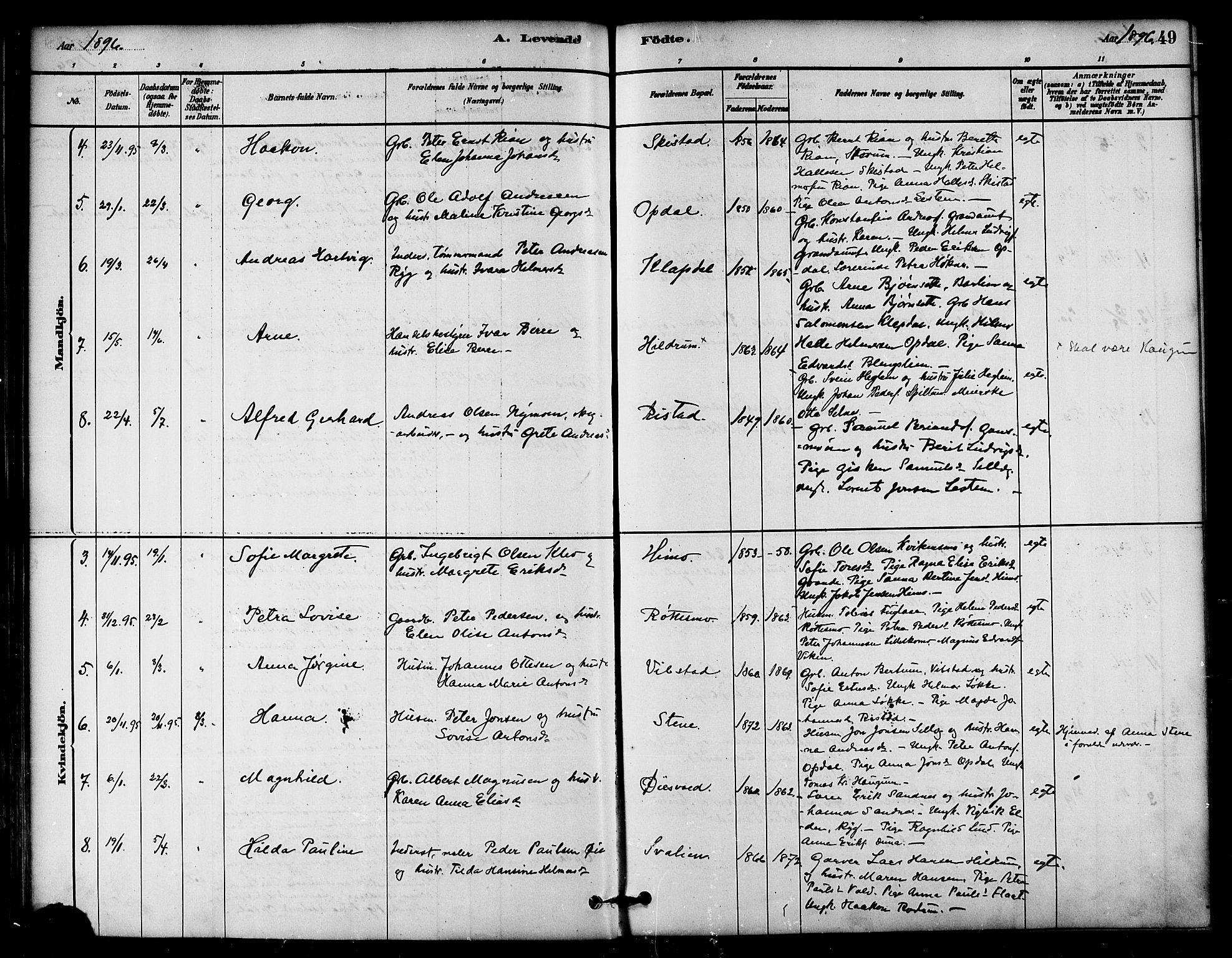 Ministerialprotokoller, klokkerbøker og fødselsregistre - Nord-Trøndelag, AV/SAT-A-1458/764/L0555: Parish register (official) no. 764A10, 1881-1896, p. 49