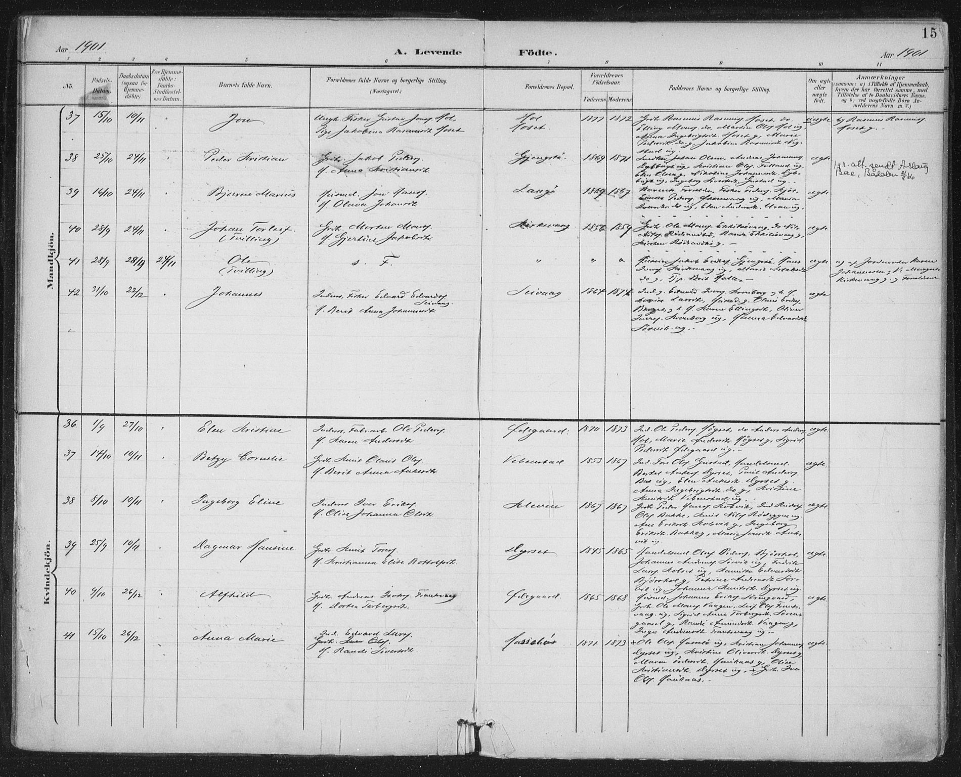 Ministerialprotokoller, klokkerbøker og fødselsregistre - Møre og Romsdal, SAT/A-1454/569/L0820: Parish register (official) no. 569A06, 1900-1911, p. 15