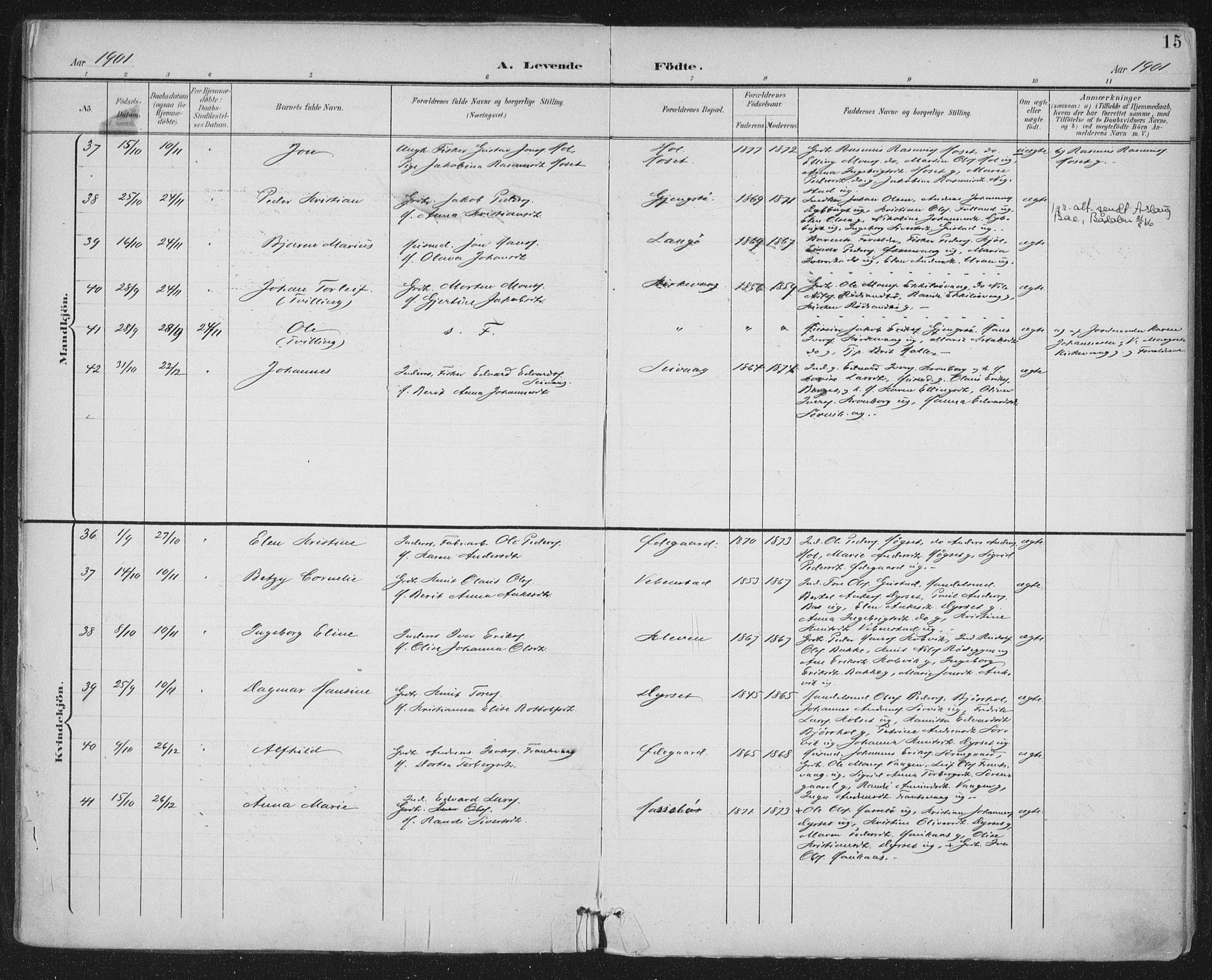 Ministerialprotokoller, klokkerbøker og fødselsregistre - Møre og Romsdal, AV/SAT-A-1454/569/L0820: Parish register (official) no. 569A06, 1900-1911, p. 15