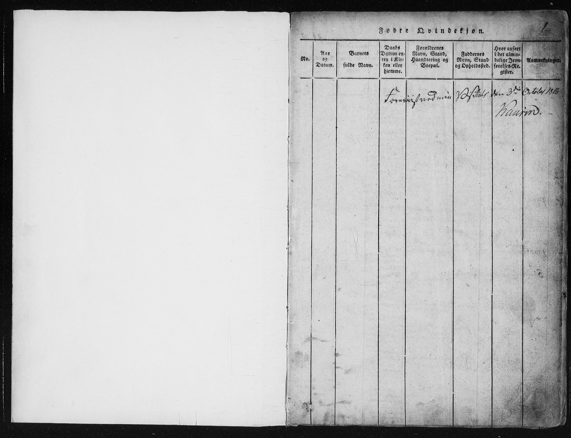 Vinje kirkebøker, SAKO/A-312/F/Fa/L0003: Parish register (official) no. I 3, 1814-1843, p. 1