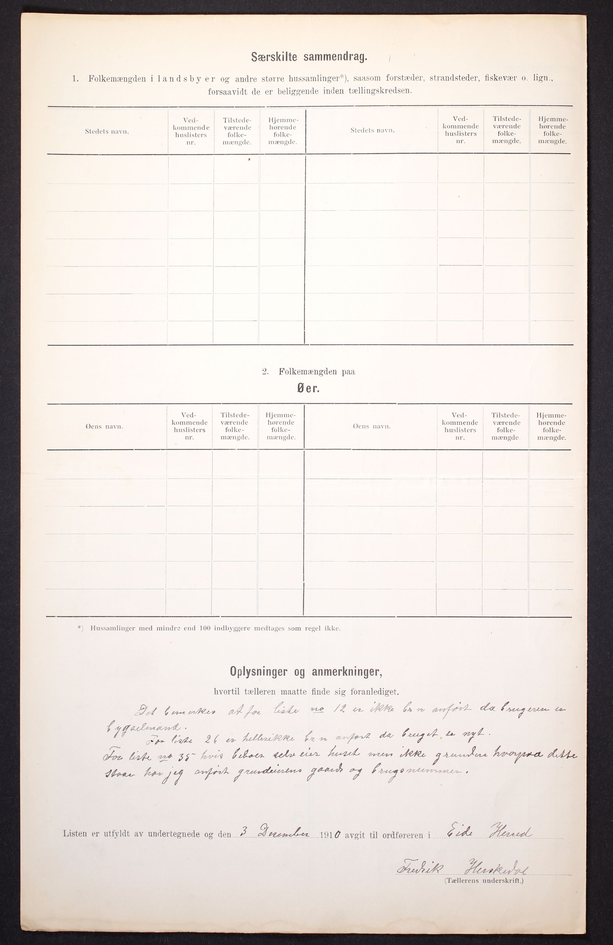 RA, 1910 census for Eide, 1910, p. 6