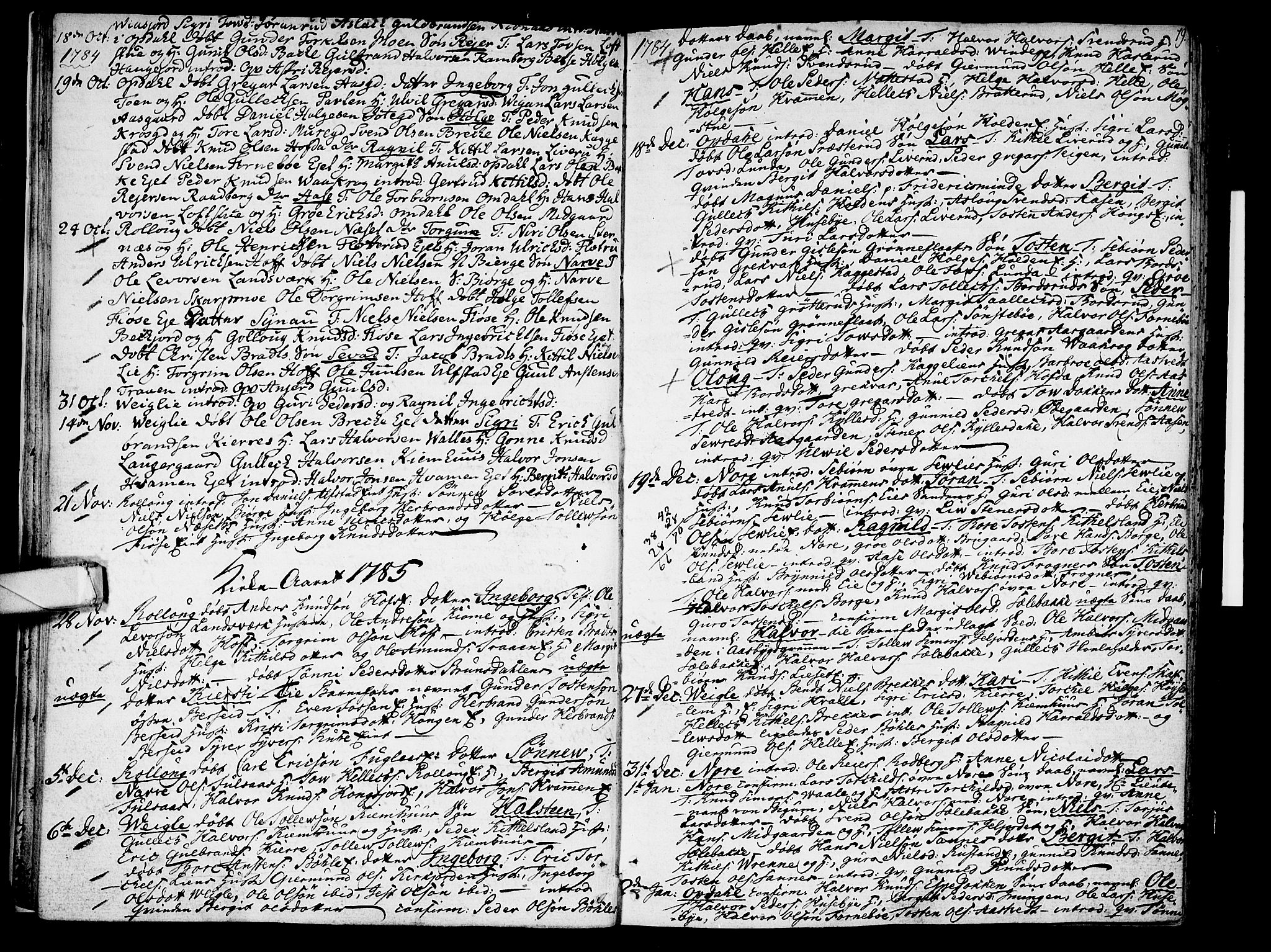 Rollag kirkebøker, AV/SAKO-A-240/F/Fa/L0004: Parish register (official) no. I 4, 1778-1792, p. 19