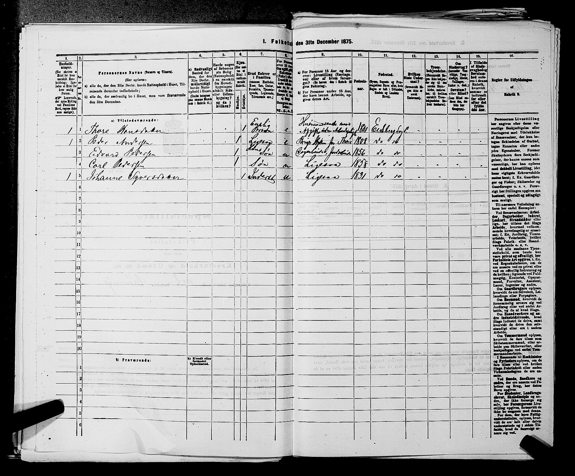 RA, 1875 census for 0125P Eidsberg, 1875, p. 708
