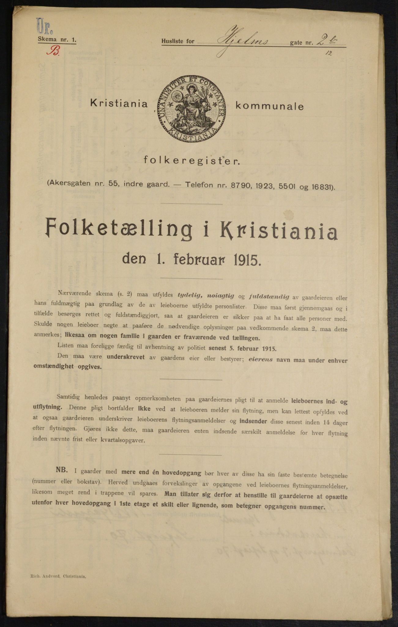 OBA, Municipal Census 1915 for Kristiania, 1915, p. 39752