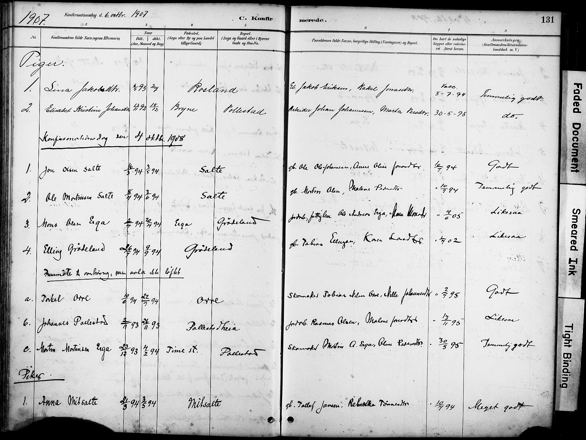 Klepp sokneprestkontor, SAST/A-101803/001/3/30BA/L0007: Parish register (official) no. A 8, 1886-1912, p. 131