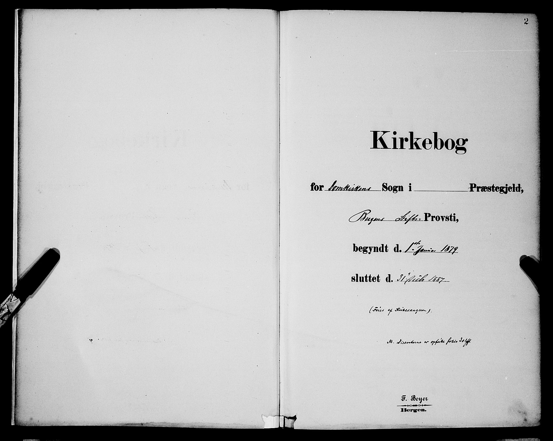 Domkirken sokneprestembete, SAB/A-74801/H/Hab/L0015: Parish register (copy) no. B 8, 1879-1887, p. 2