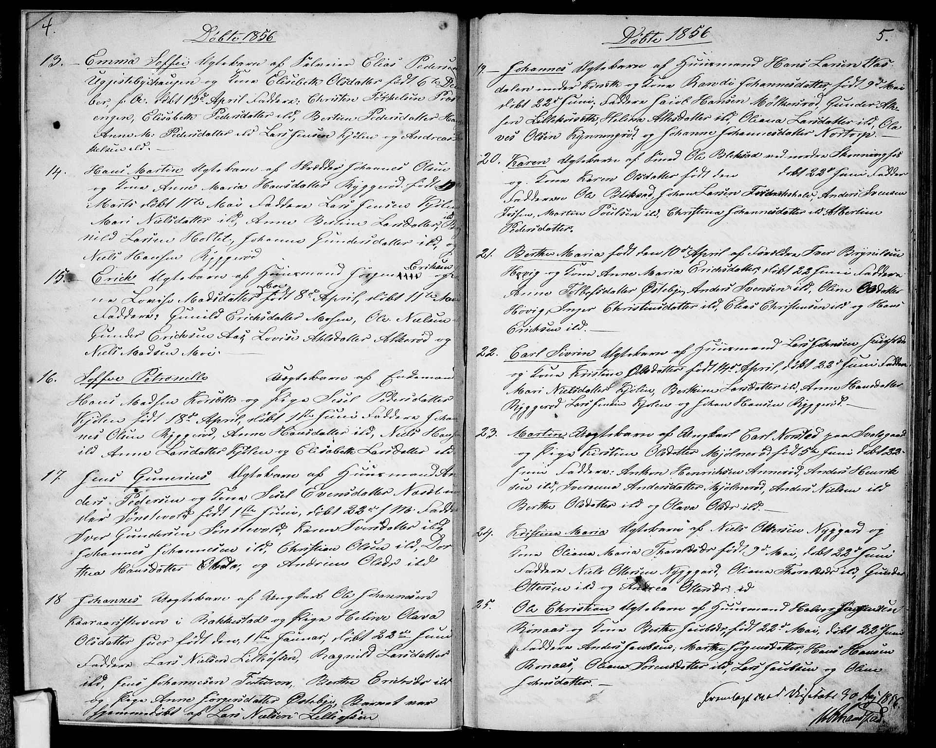 Berg prestekontor Kirkebøker, SAO/A-10902/G/Gc/L0002: Parish register (copy) no. III 2, 1856-1887, p. 4-5