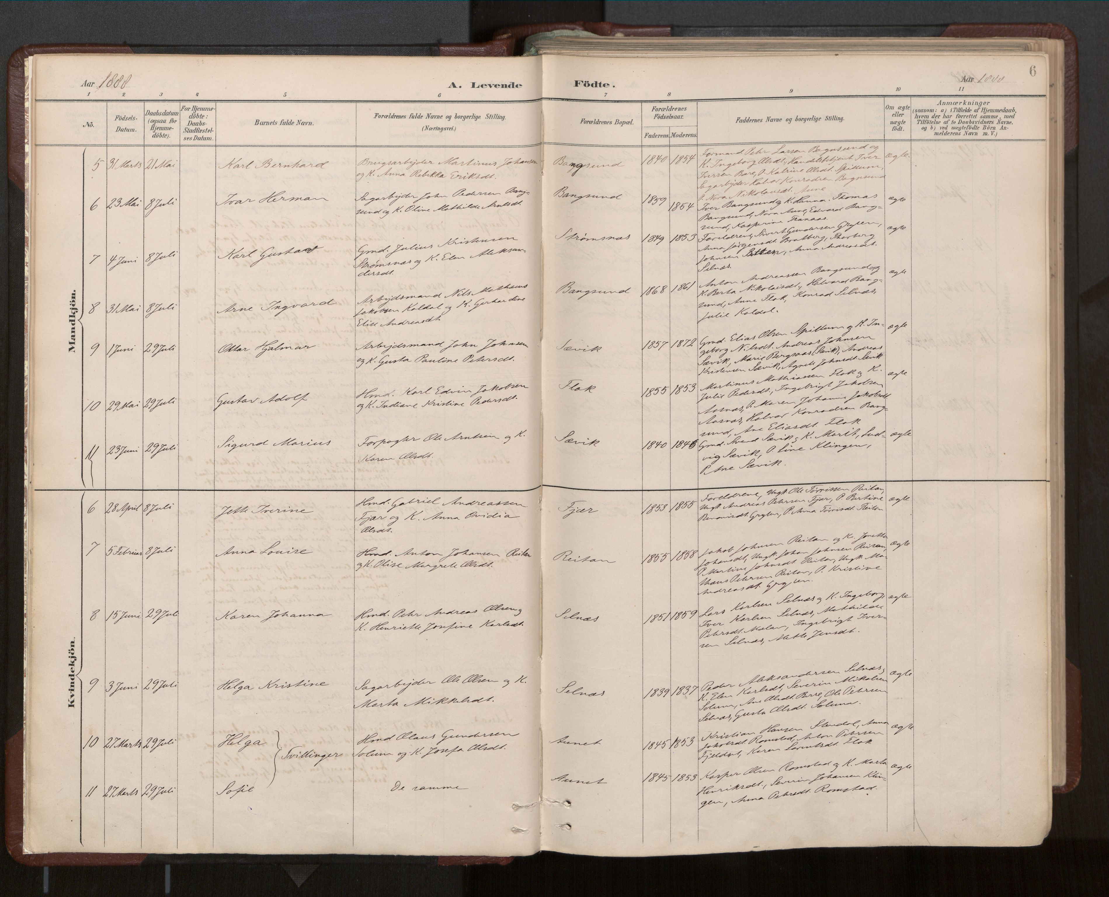 Ministerialprotokoller, klokkerbøker og fødselsregistre - Nord-Trøndelag, SAT/A-1458/770/L0589: Parish register (official) no. 770A03, 1887-1929, p. 6