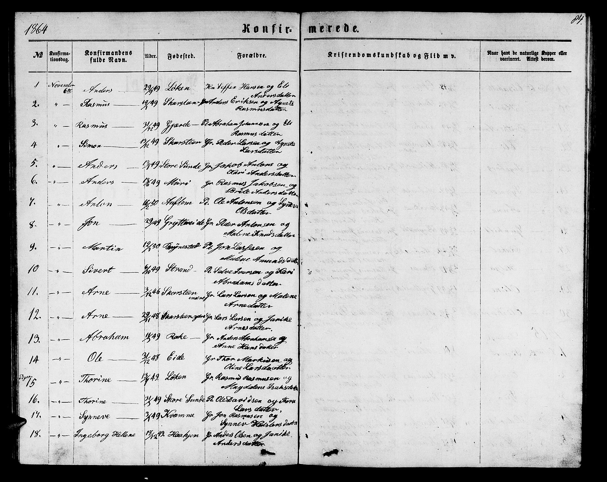 Innvik sokneprestembete, SAB/A-80501: Parish register (copy) no. B 2, 1864-1885, p. 84