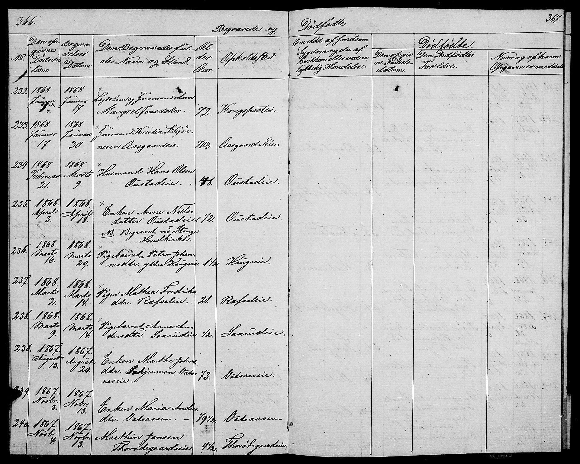 Stange prestekontor, SAH/PREST-002/L/L0004: Parish register (copy) no. 4, 1861-1869, p. 366-367