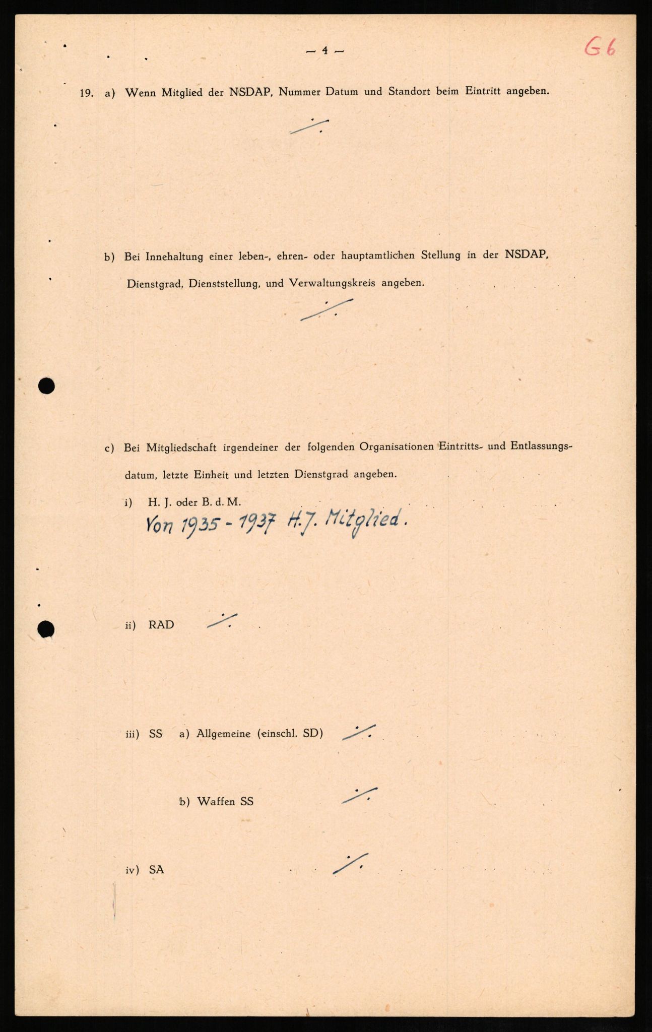 Forsvaret, Forsvarets overkommando II, RA/RAFA-3915/D/Db/L0011: CI Questionaires. Tyske okkupasjonsstyrker i Norge. Tyskere., 1945-1946, p. 18