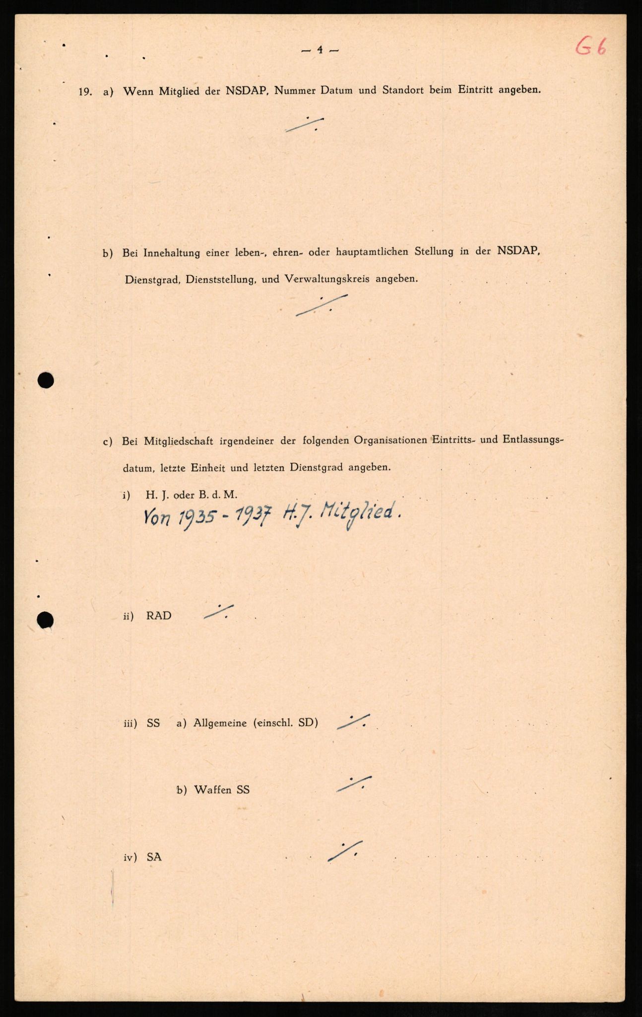 Forsvaret, Forsvarets overkommando II, AV/RA-RAFA-3915/D/Db/L0011: CI Questionaires. Tyske okkupasjonsstyrker i Norge. Tyskere., 1945-1946, p. 18