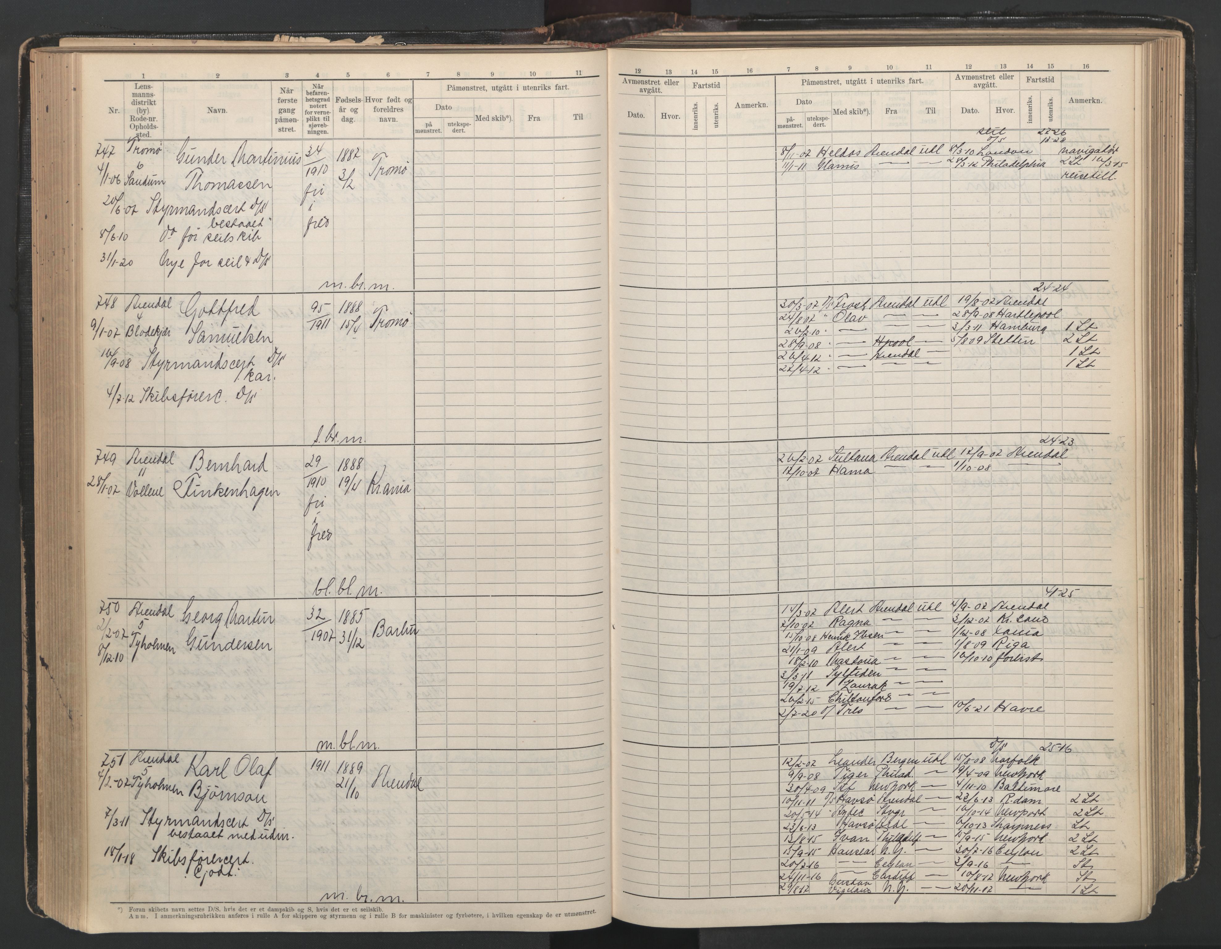 Arendal mønstringskrets, AV/SAK-2031-0012/F/Fb/L0003: Hovedrulle A nr 1-2495, E-4, 1899-1949, p. 155