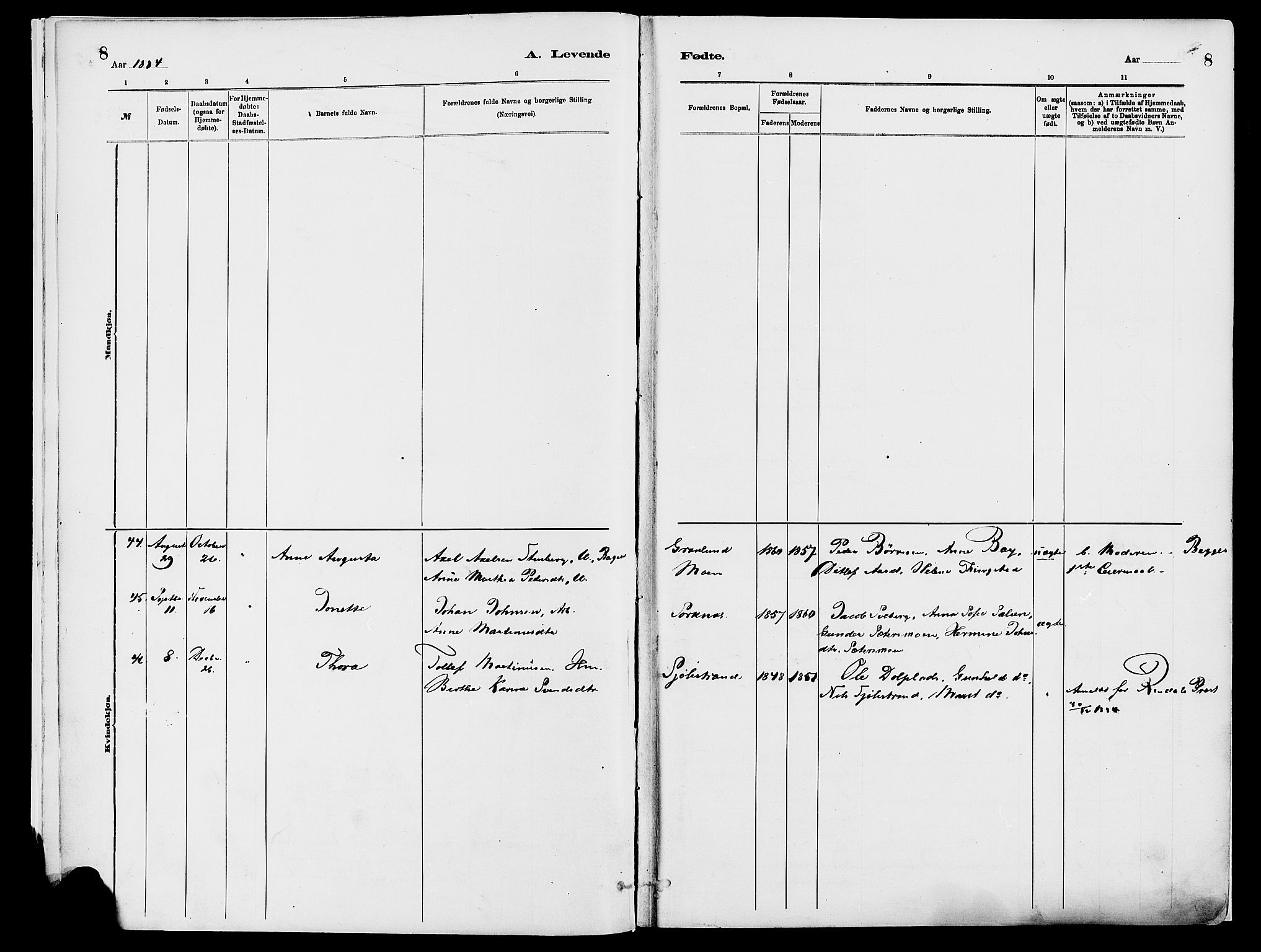 Åmot prestekontor, Hedmark, AV/SAH-PREST-056/H/Ha/Haa/L0010: Parish register (official) no. 10, 1884-1889, p. 8