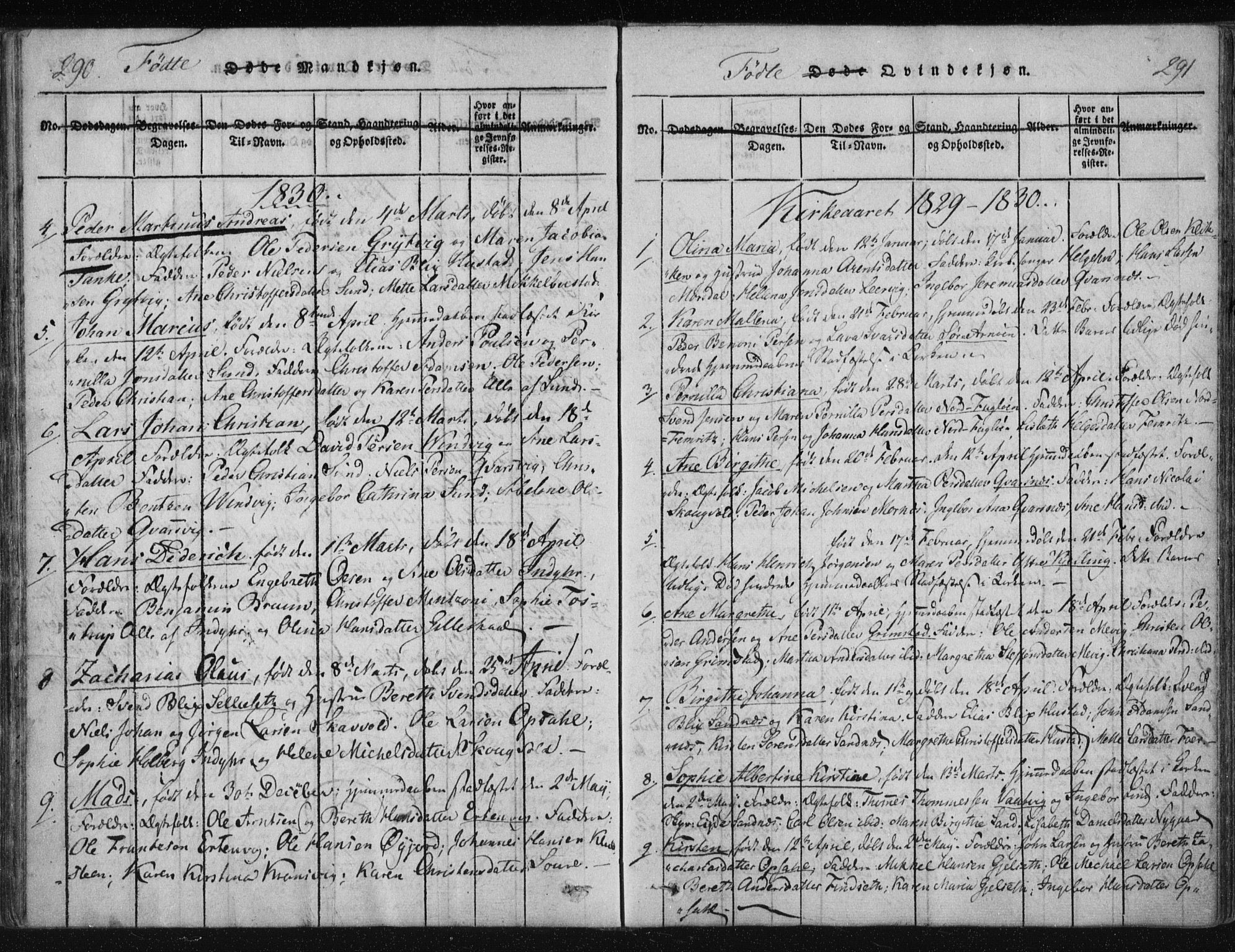 Ministerialprotokoller, klokkerbøker og fødselsregistre - Nordland, SAT/A-1459/805/L0096: Parish register (official) no. 805A03, 1820-1837, p. 290-291