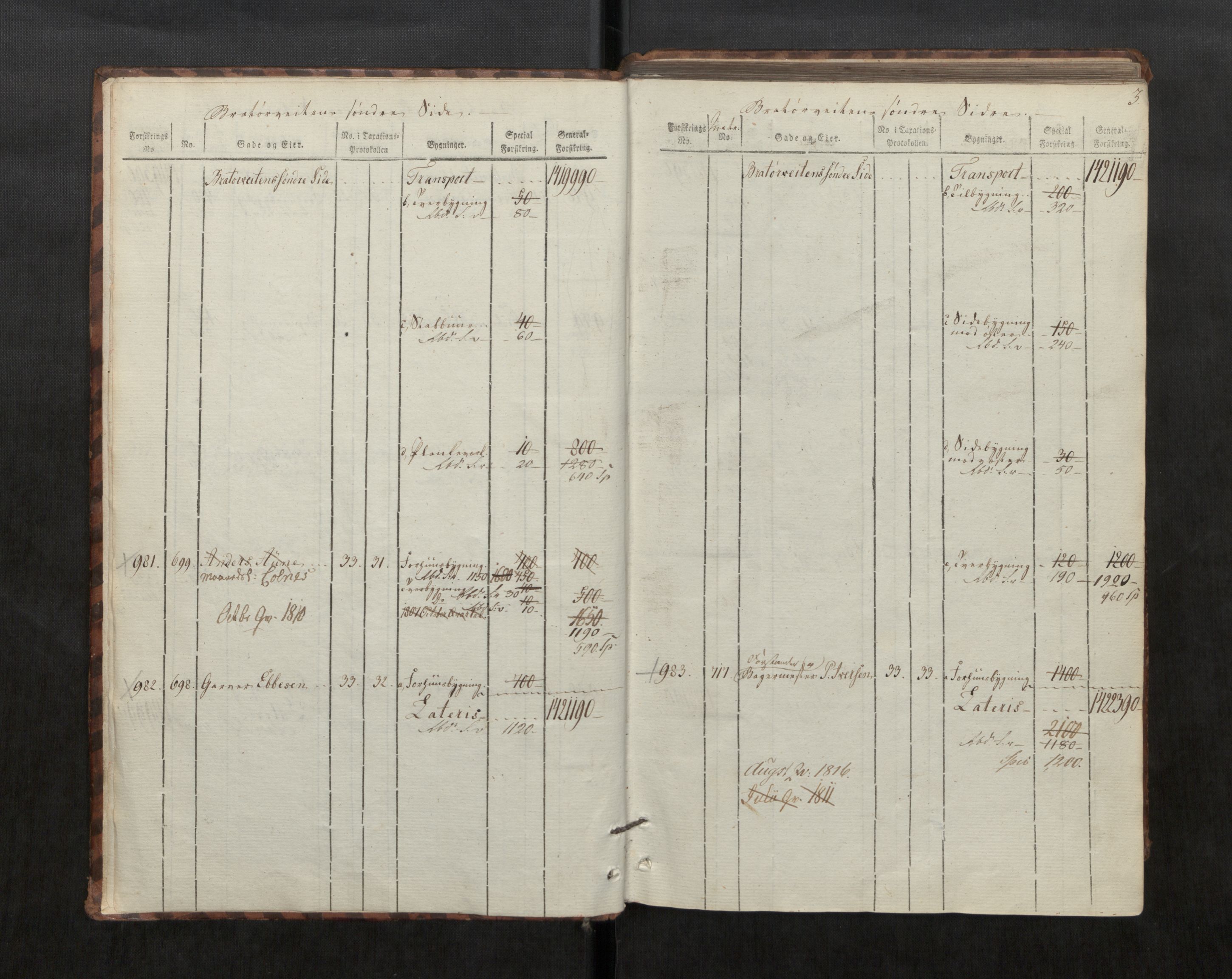 Norges Brannkasse Trondheim magistrat, AV/SAT-A-5590/Fa/L0016: Branntakstprotokoll K18, 1807-1817