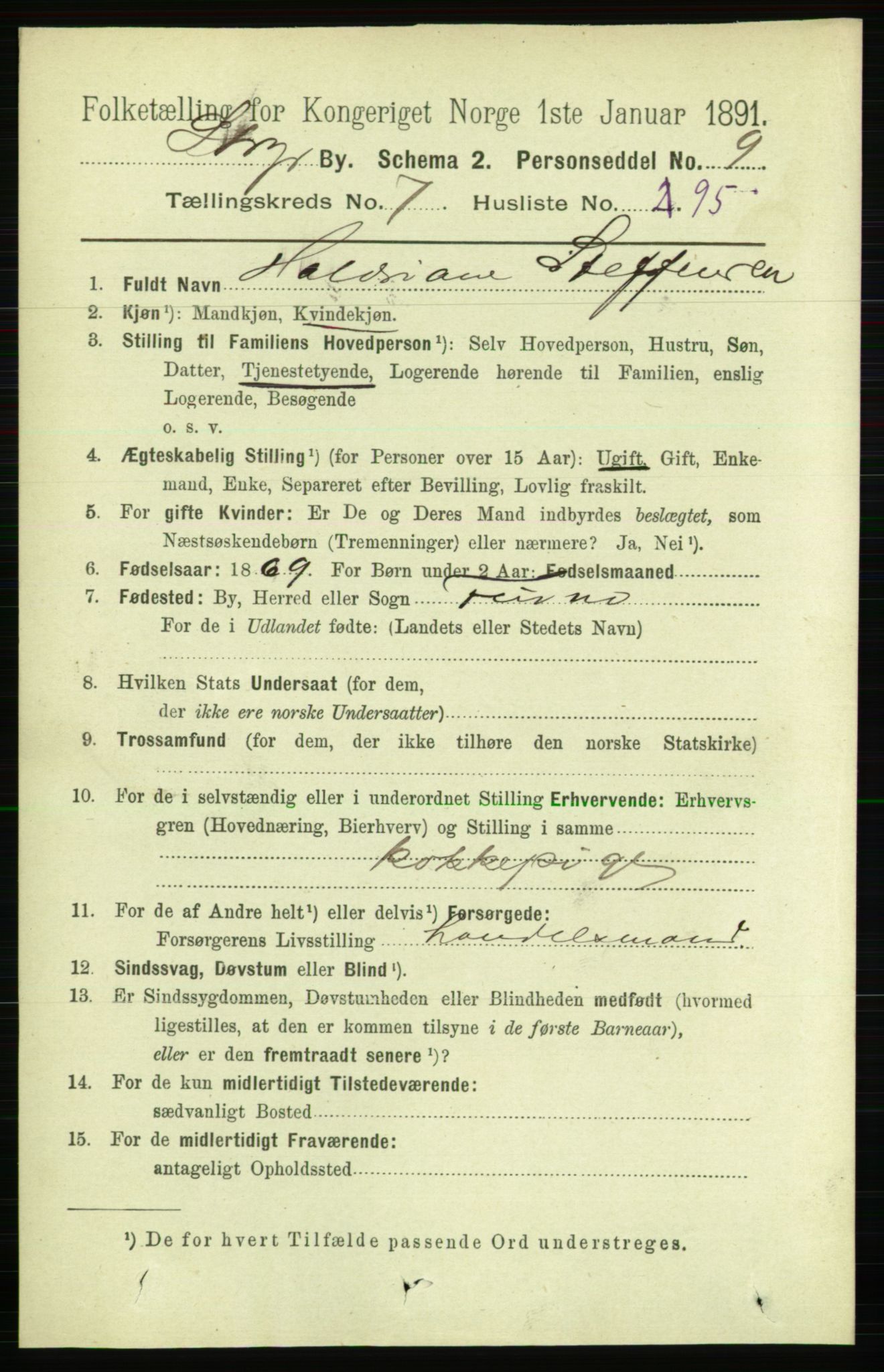 RA, 1891 census for 1103 Stavanger, 1891, p. 11975