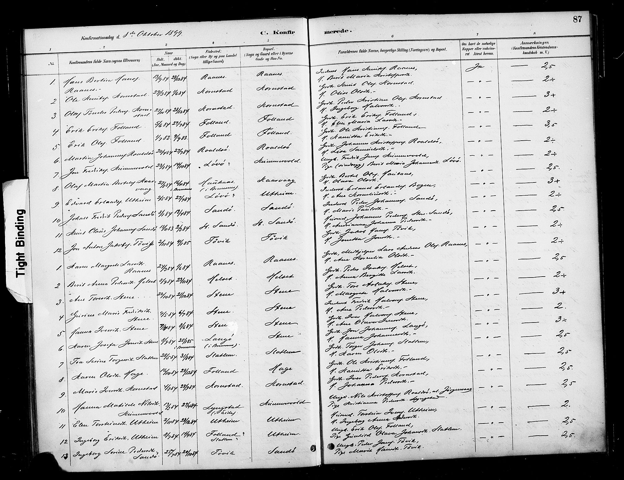 Ministerialprotokoller, klokkerbøker og fødselsregistre - Møre og Romsdal, SAT/A-1454/570/L0832: Parish register (official) no. 570A06, 1885-1900, p. 87