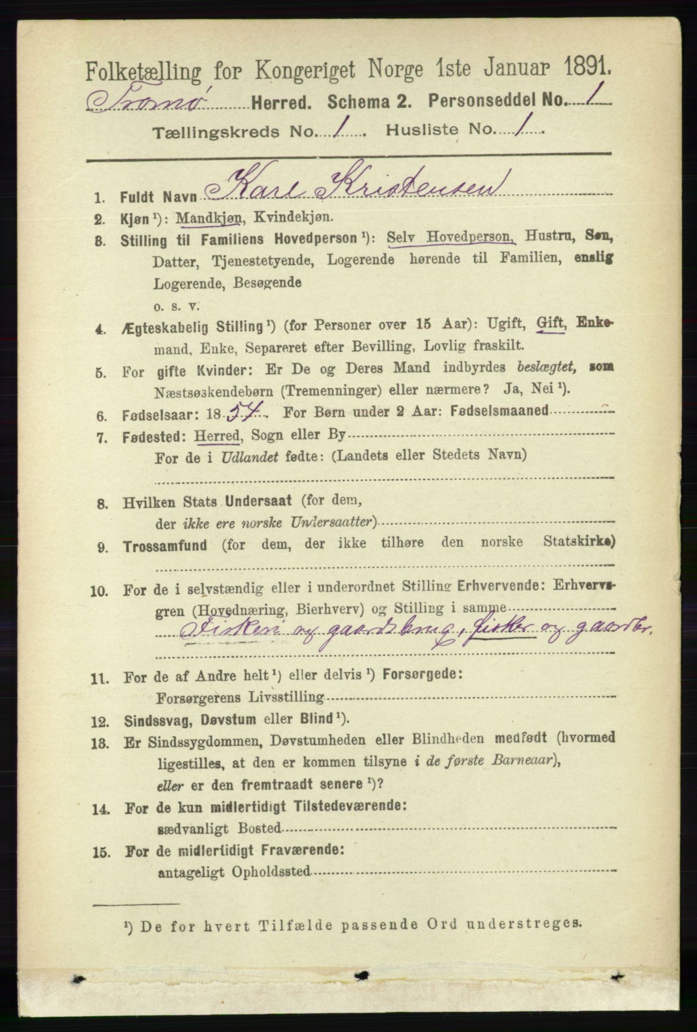 RA, 1891 census for 0921 Tromøy, 1891, p. 84