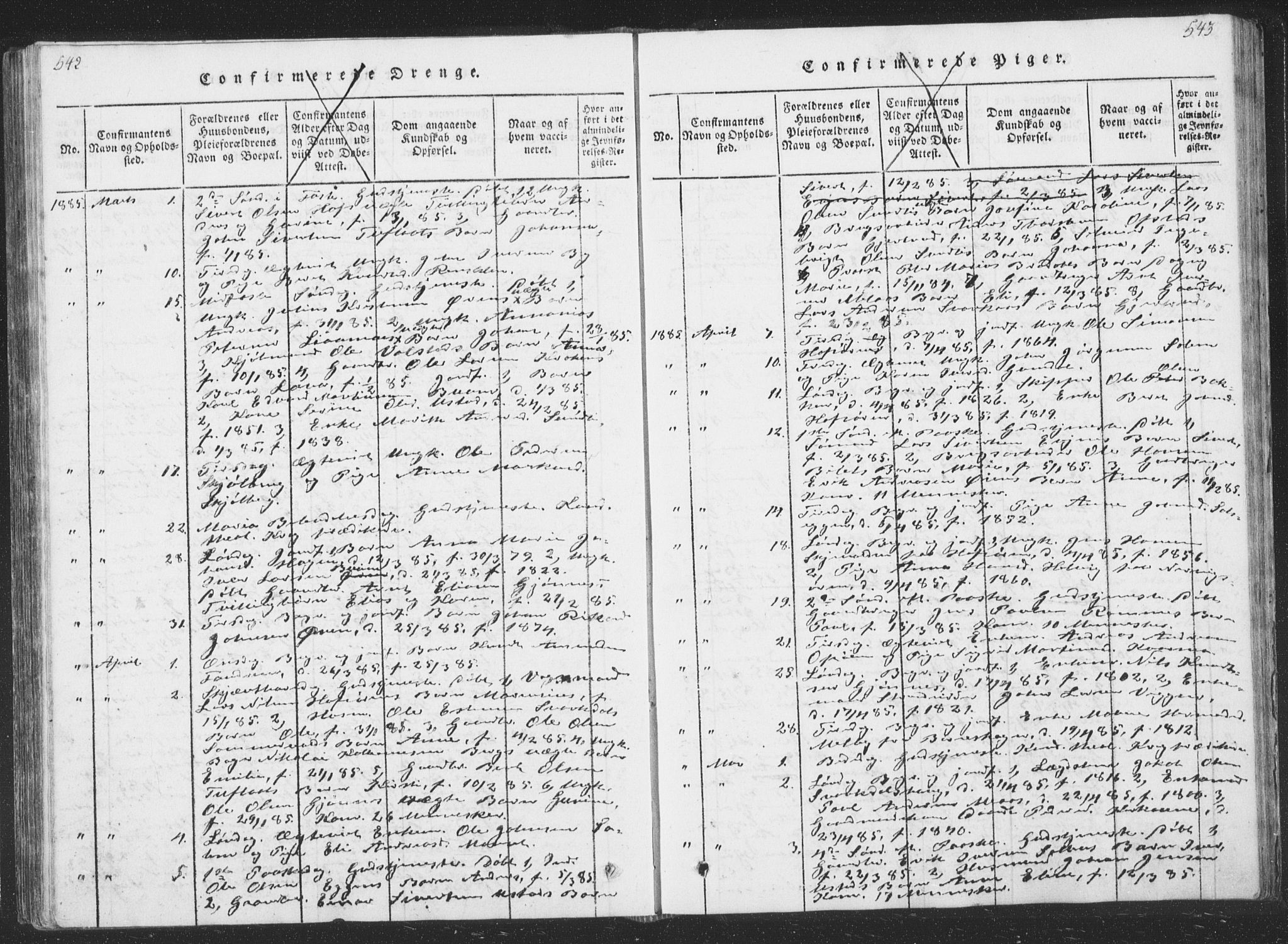 Ministerialprotokoller, klokkerbøker og fødselsregistre - Sør-Trøndelag, SAT/A-1456/668/L0816: Parish register (copy) no. 668C05, 1816-1893, p. 542-543