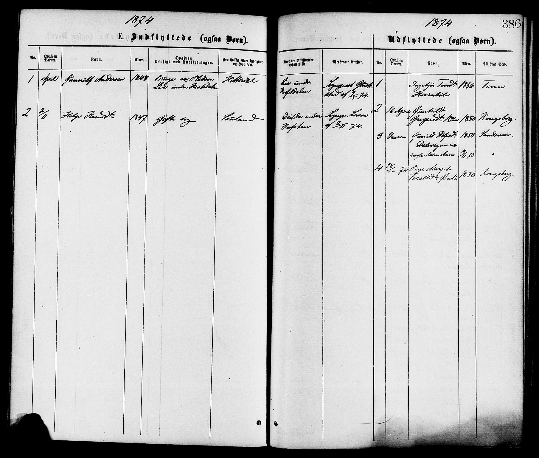 Gransherad kirkebøker, AV/SAKO-A-267/F/Fa/L0004: Parish register (official) no. I 4, 1871-1886, p. 386