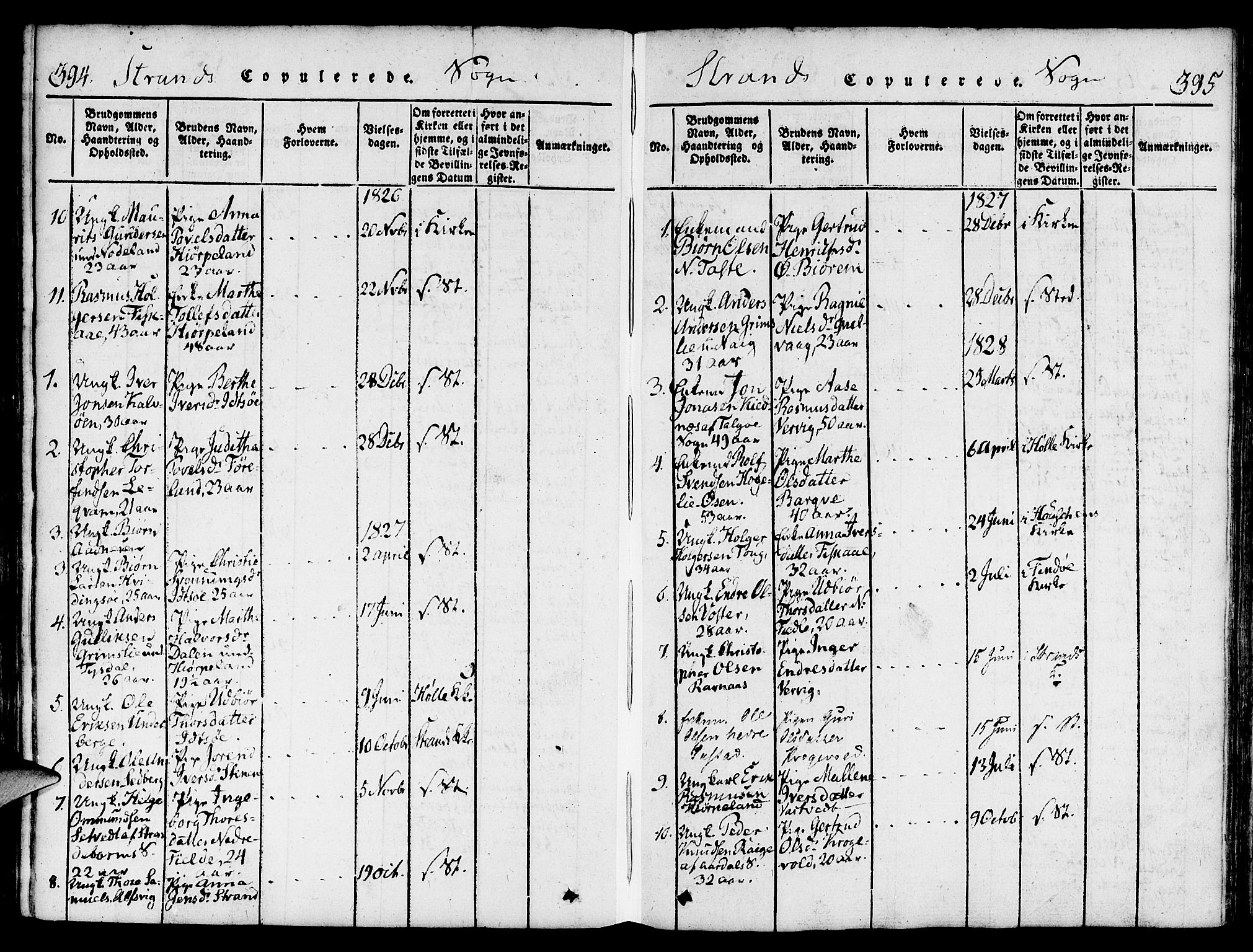 Strand sokneprestkontor, SAST/A-101828/H/Ha/Haa/L0004: Parish register (official) no. A 4 /1, 1816-1833, p. 394-395
