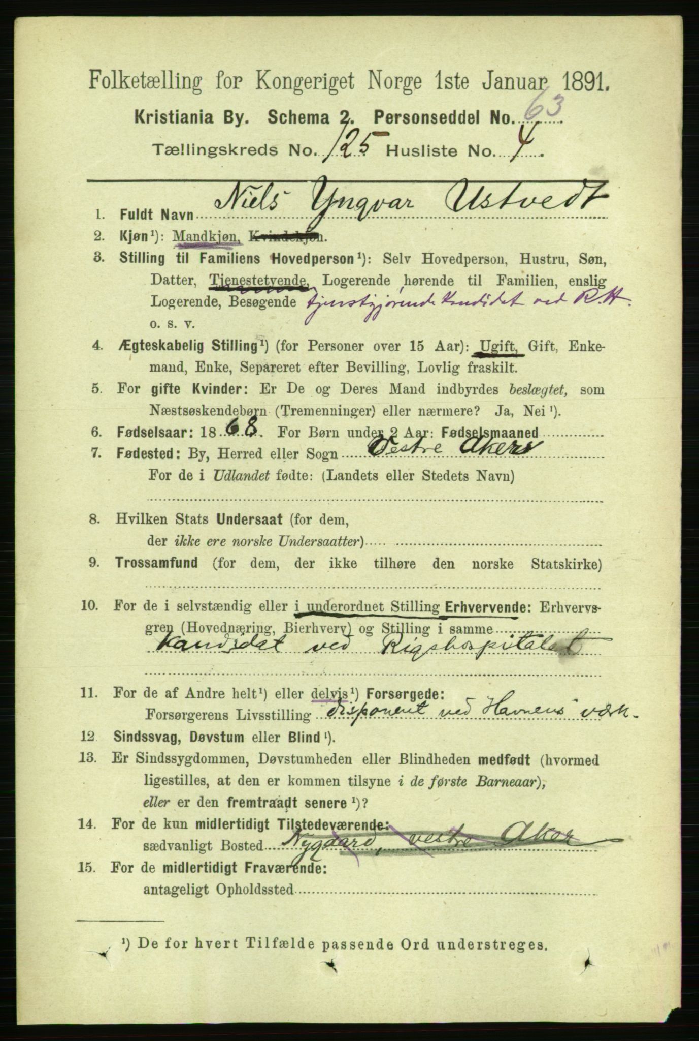 RA, 1891 census for 0301 Kristiania, 1891, p. 66499