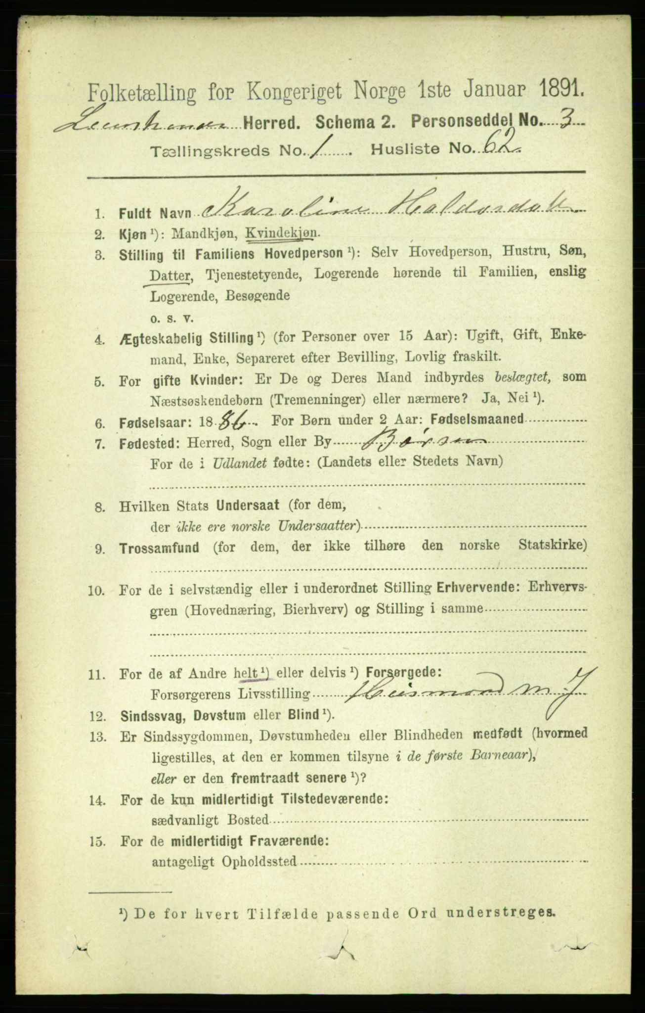 RA, 1891 census for 1654 Leinstrand, 1891, p. 413