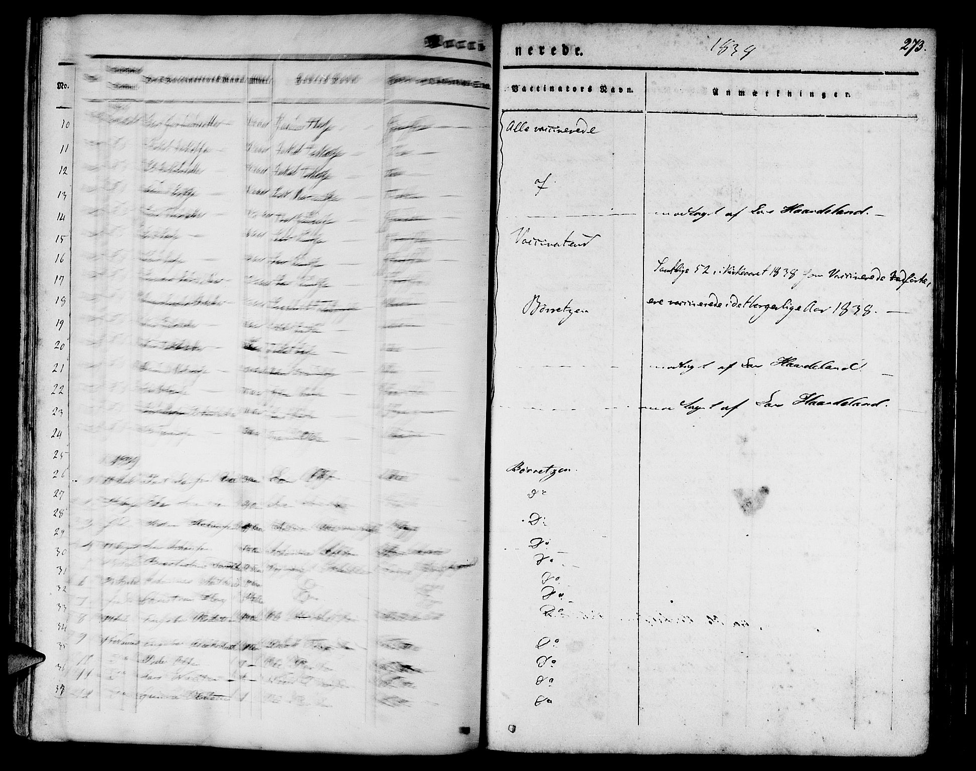 Etne sokneprestembete, SAB/A-75001/H/Haa: Parish register (official) no. A 7, 1831-1847, p. 273