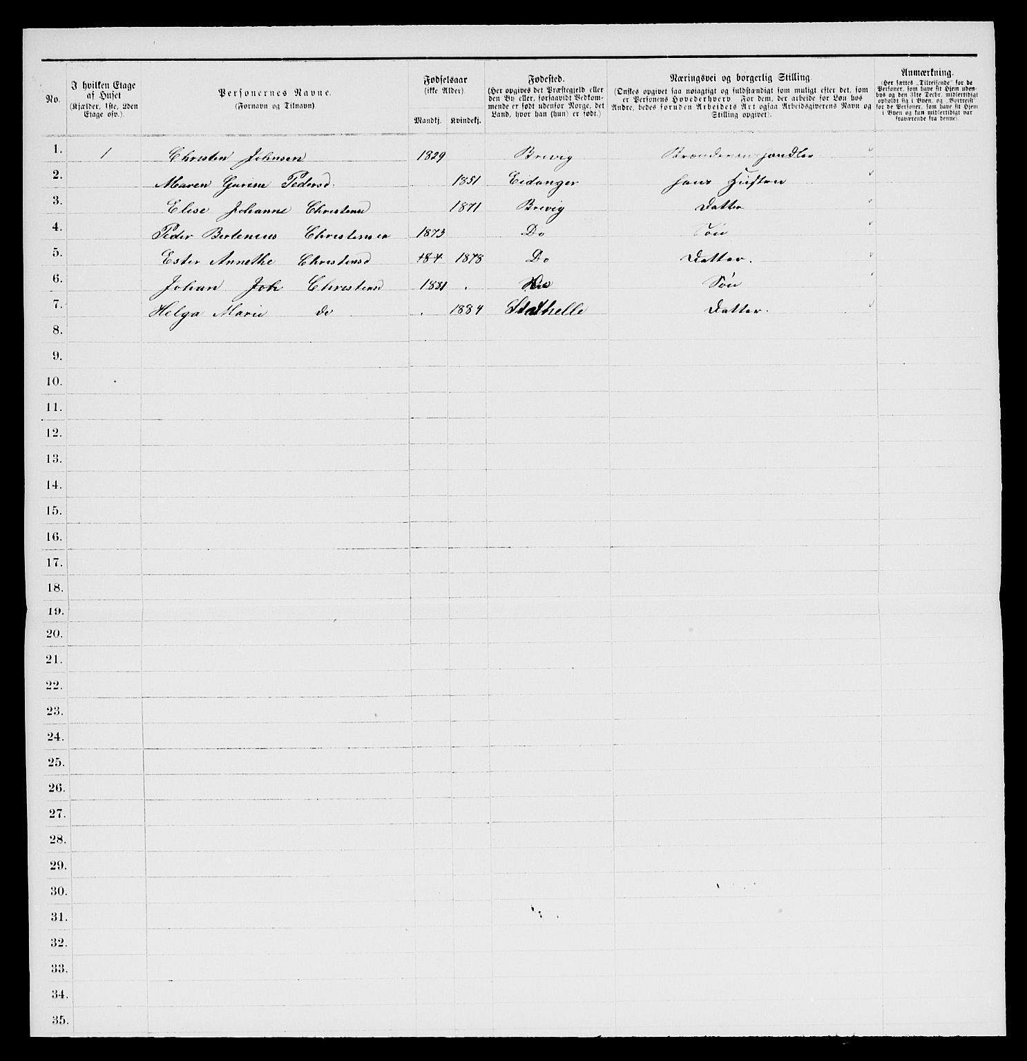 SAKO, 1885 census for 0803 Stathelle, 1885, p. 12