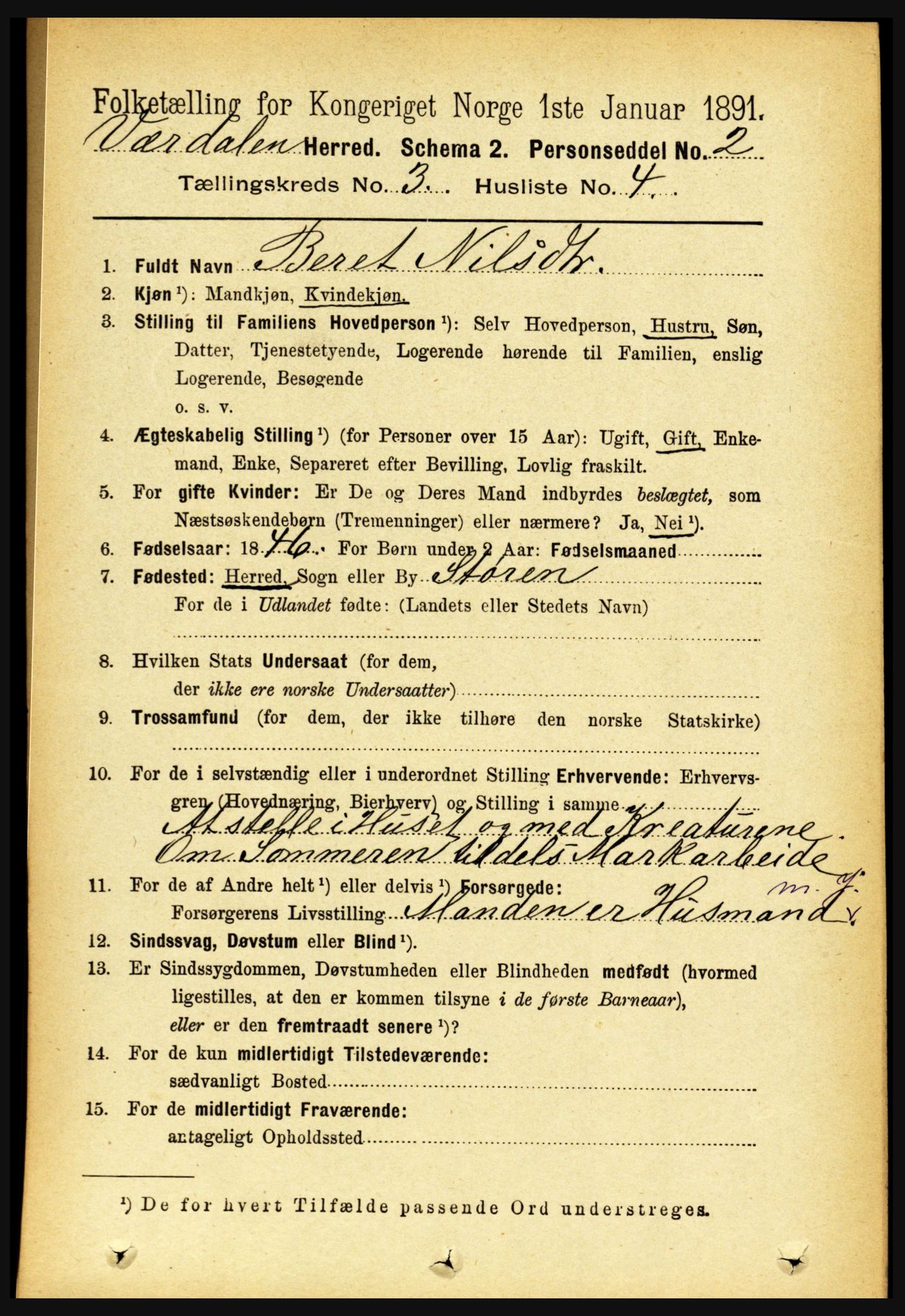 RA, 1891 census for 1721 Verdal, 1891, p. 1792