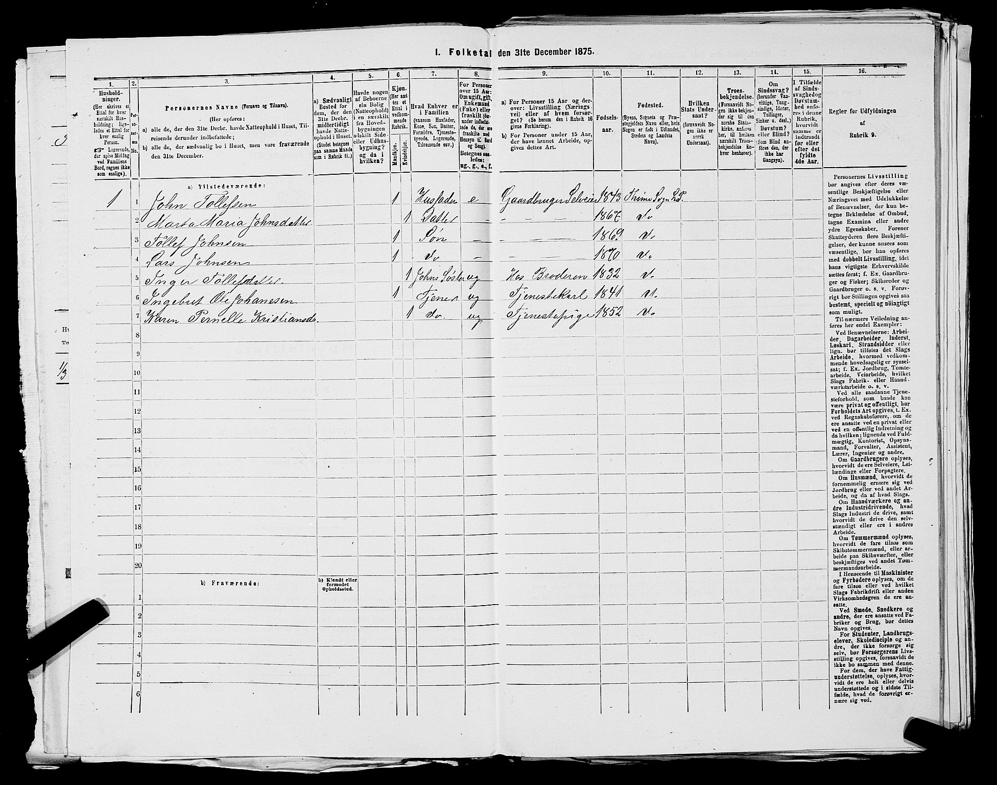 SAST, 1875 census for 1121P Lye, 1875, p. 613