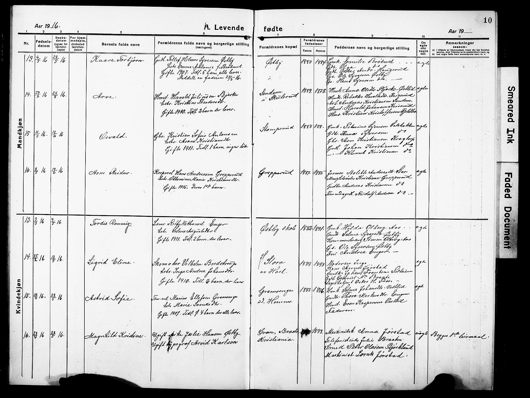 Høland prestekontor Kirkebøker, AV/SAO-A-10346a/G/Gb/L0002: Parish register (copy) no. II 2, 1915-1933, p. 10