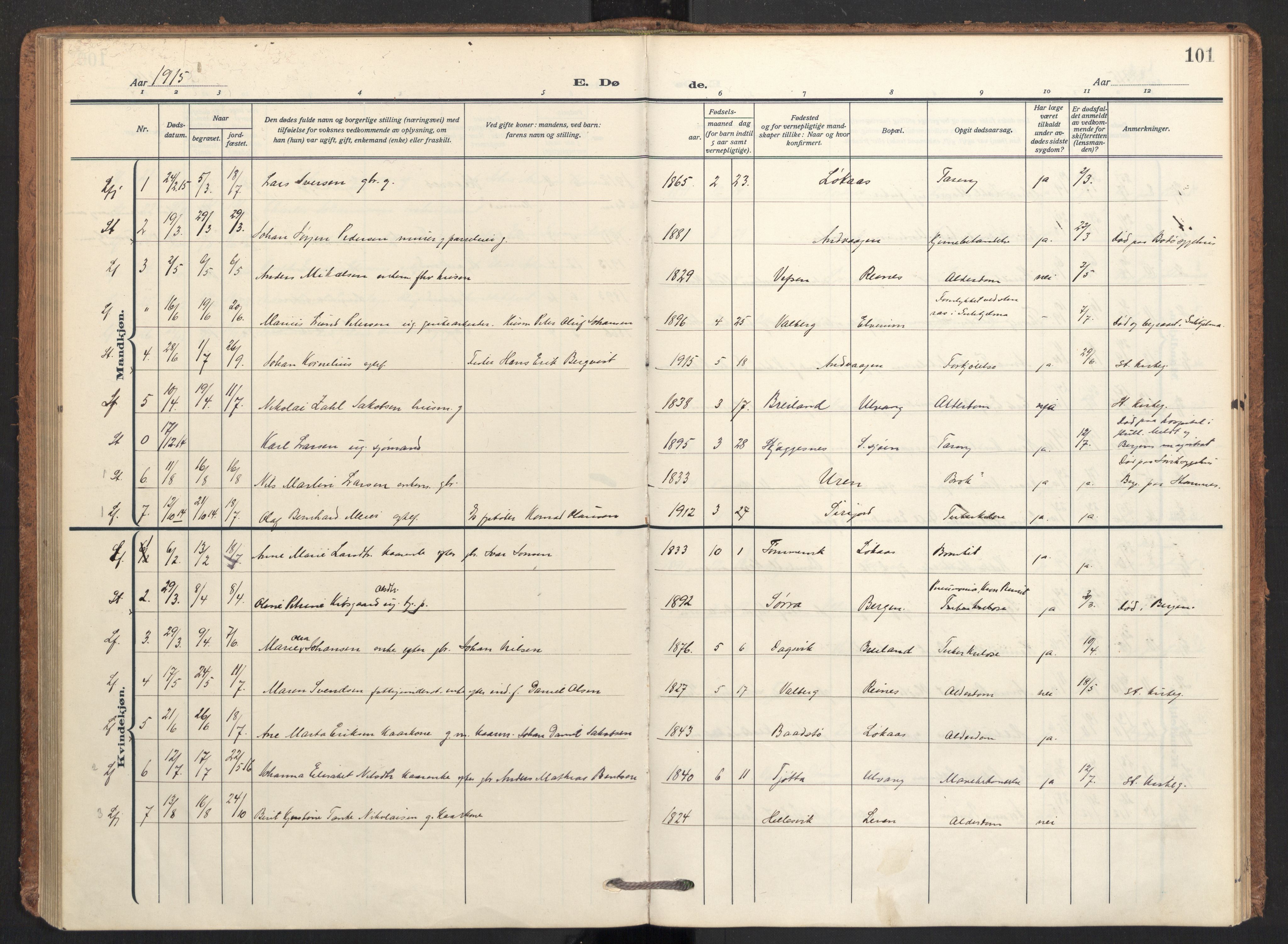 Ministerialprotokoller, klokkerbøker og fødselsregistre - Nordland, AV/SAT-A-1459/831/L0473: Parish register (official) no. 831A04, 1909-1934, p. 101