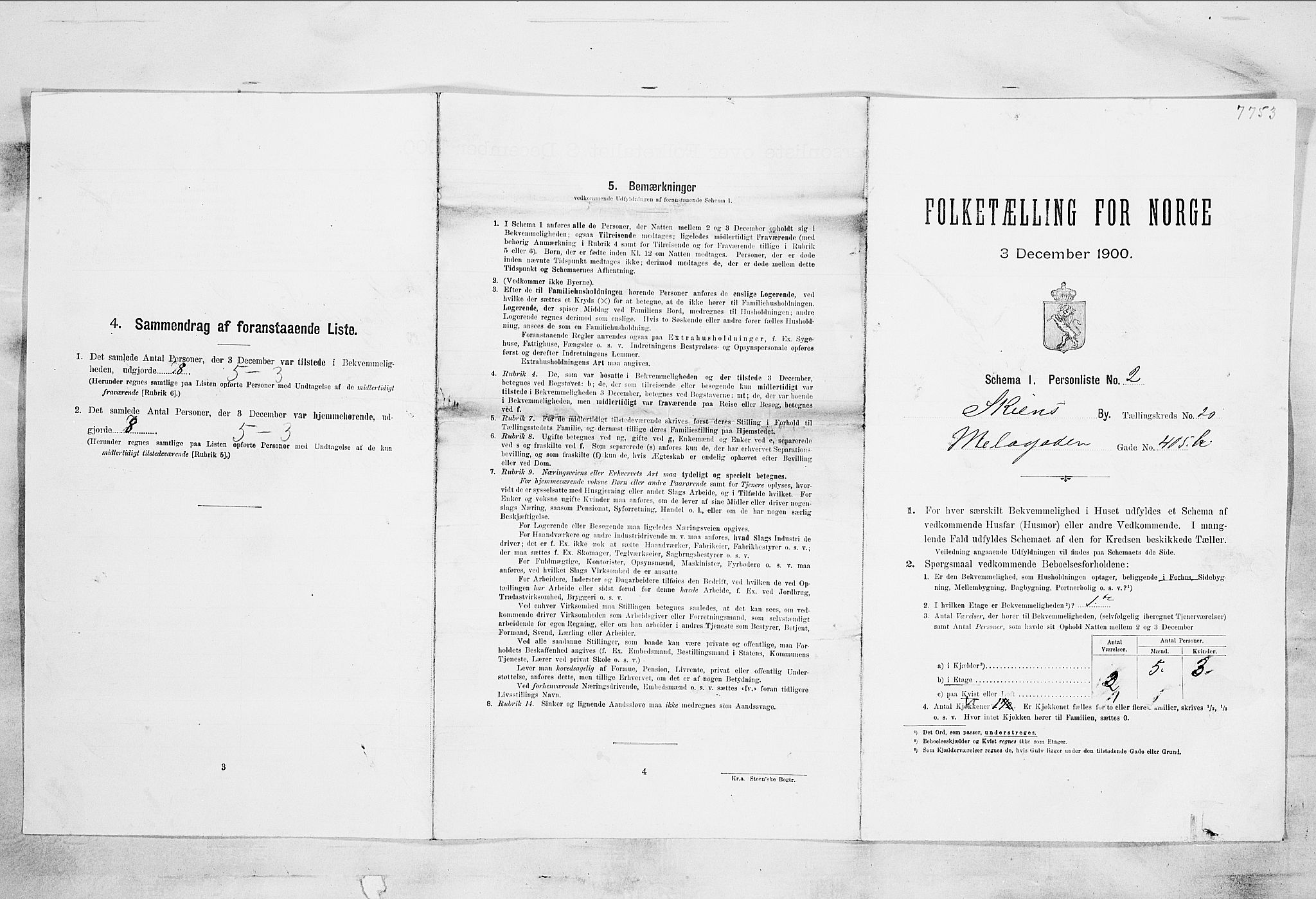 SAKO, 1900 census for Skien, 1900, p. 3730