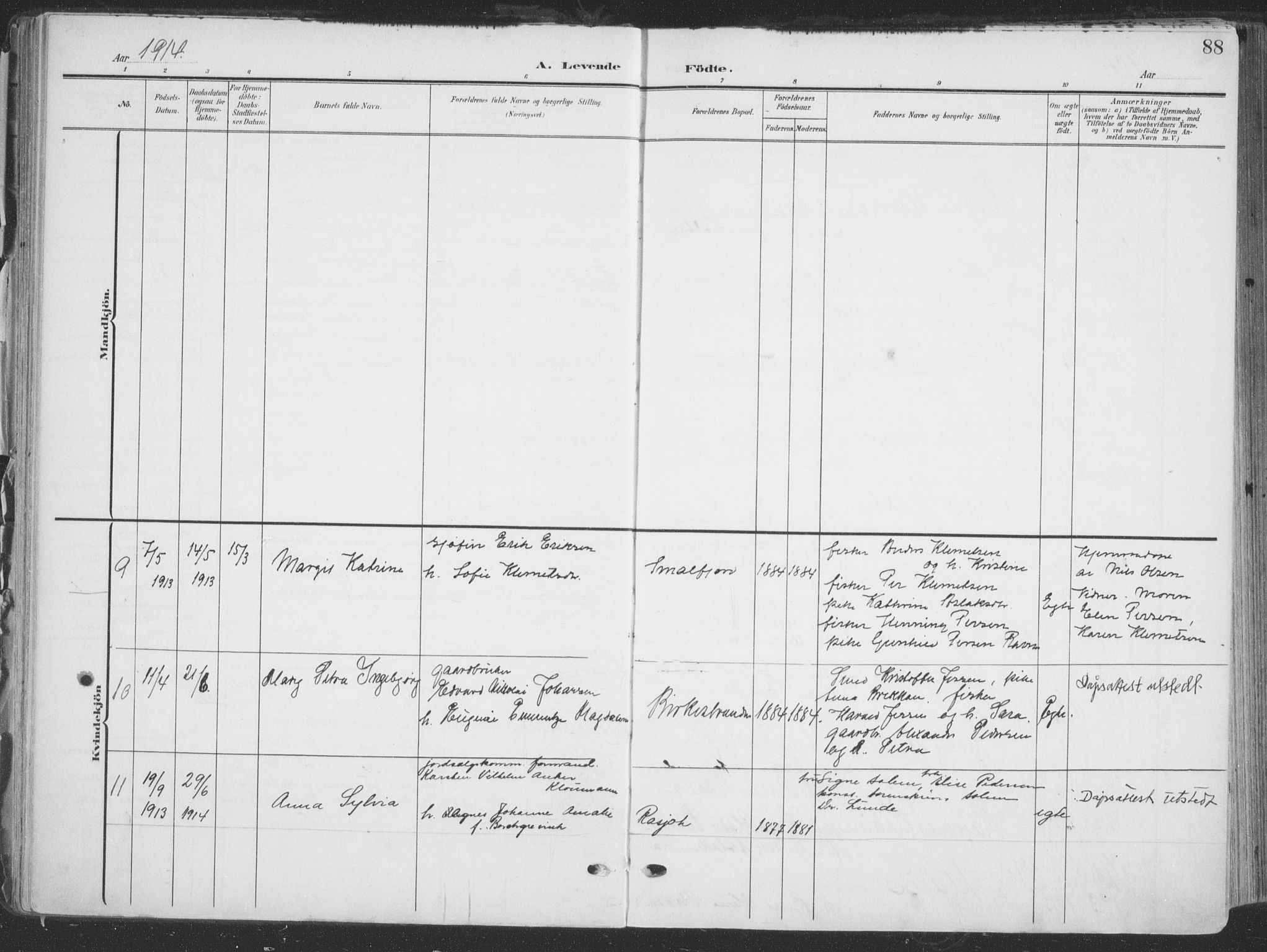 Tana sokneprestkontor, AV/SATØ-S-1334/H/Ha/L0007kirke: Parish register (official) no. 7, 1904-1918, p. 88