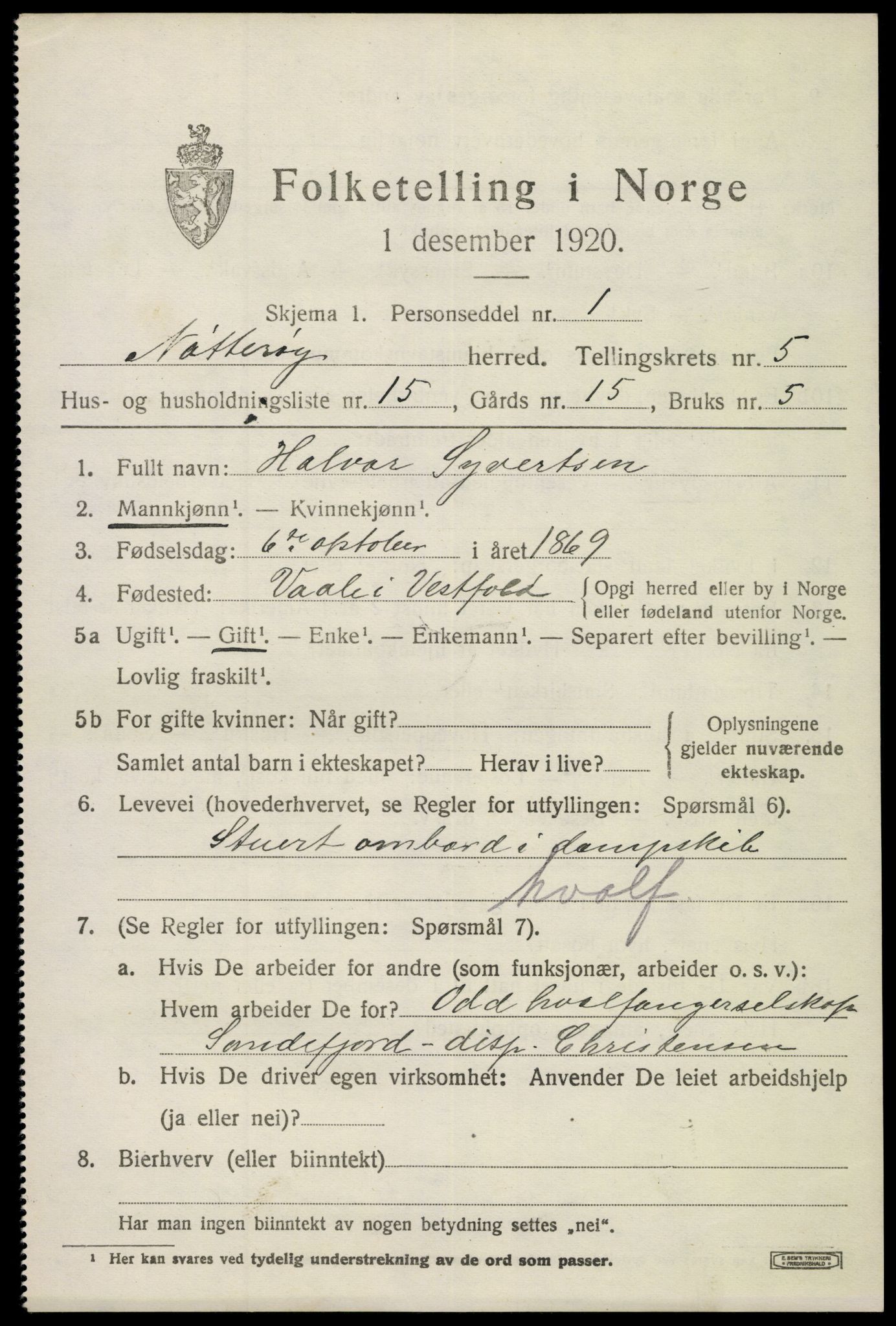SAKO, 1920 census for Nøtterøy, 1920, p. 7717