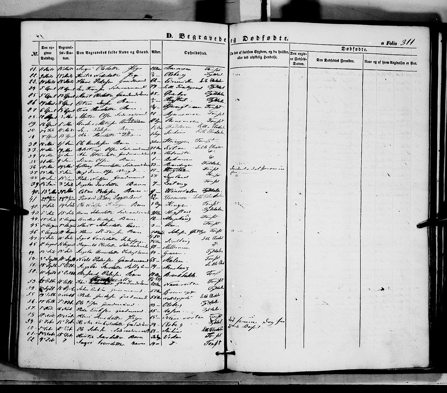Tynset prestekontor, SAH/PREST-058/H/Ha/Haa/L0020: Parish register (official) no. 20, 1848-1862, p. 311