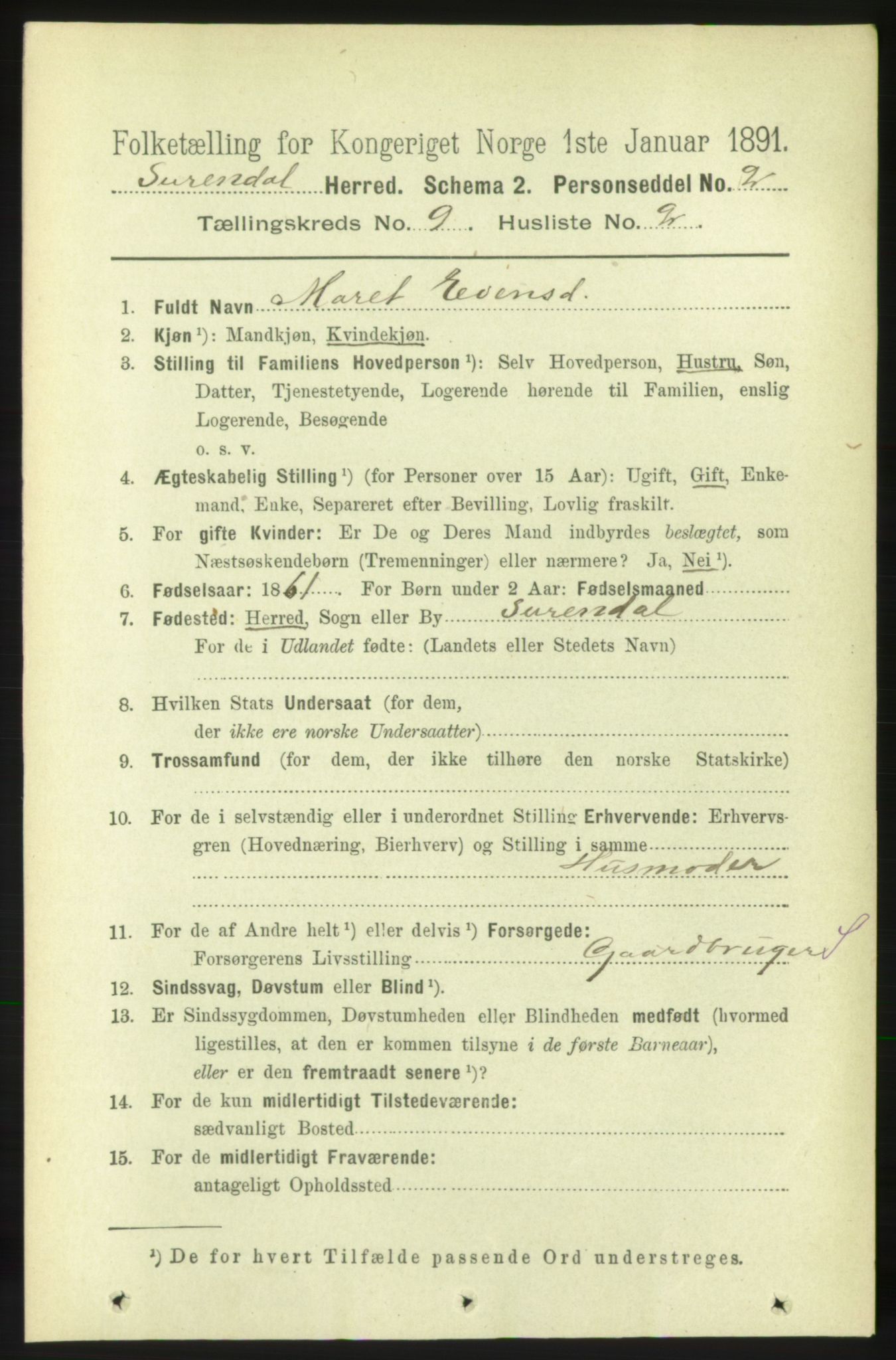 RA, 1891 census for 1566 Surnadal, 1891, p. 2350