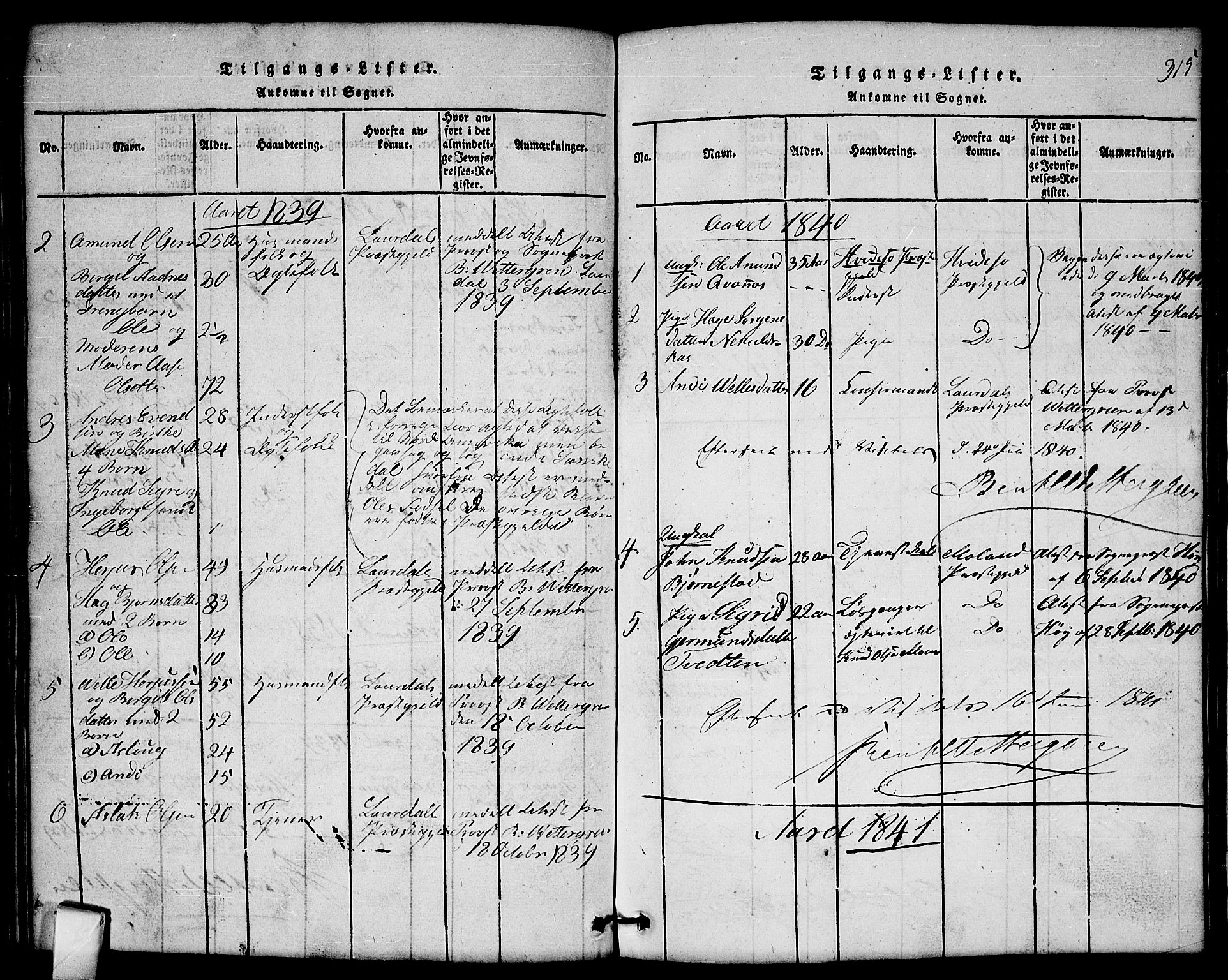 Mo kirkebøker, SAKO/A-286/G/Gb/L0001: Parish register (copy) no. II 1, 1814-1843, p. 315