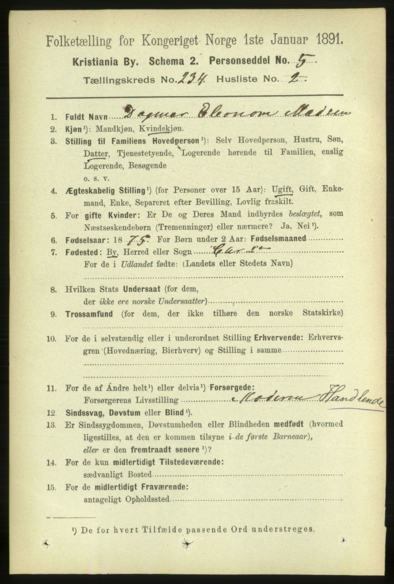 RA, 1891 census for 0301 Kristiania, 1891, p. 143443